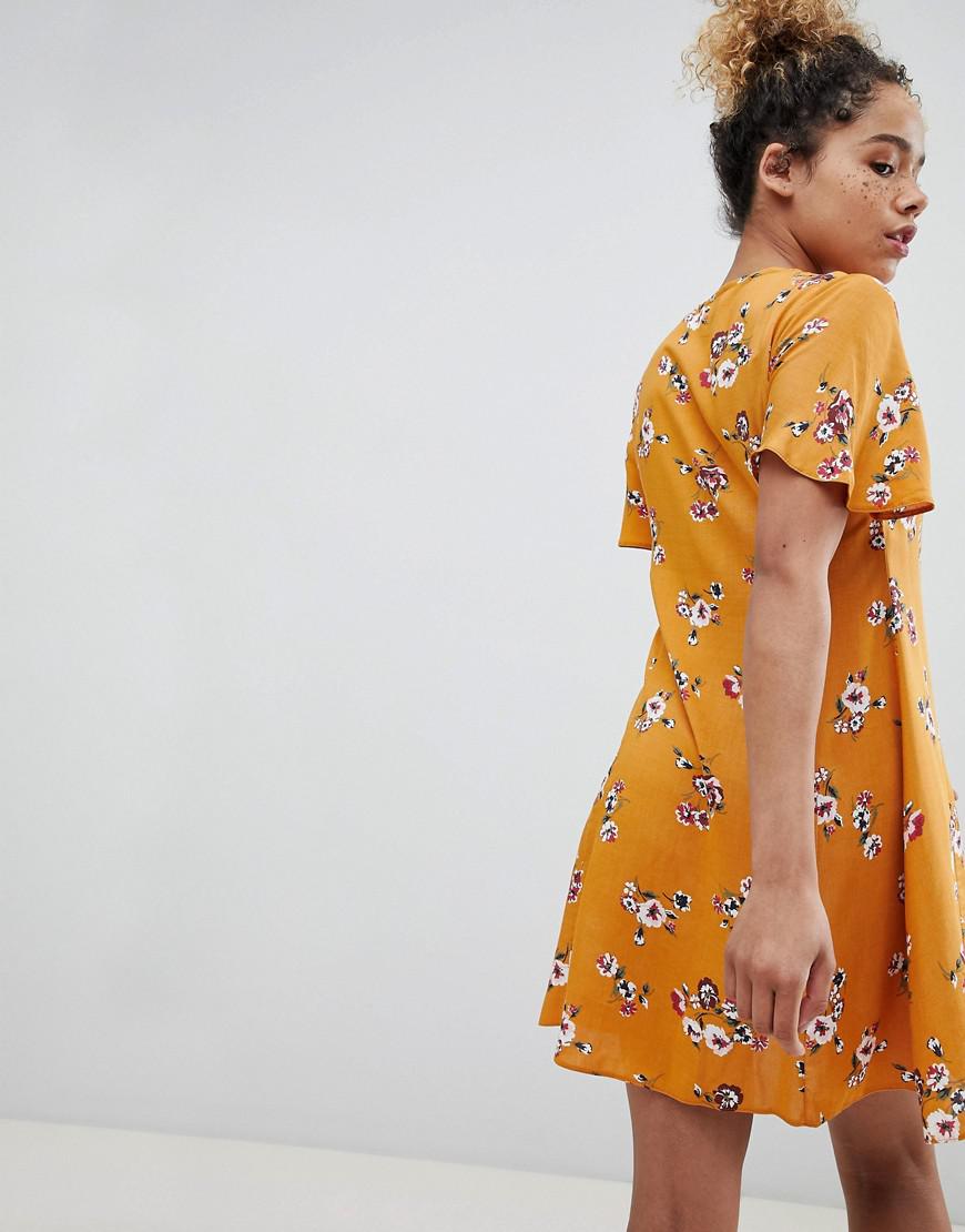 button front swing dress