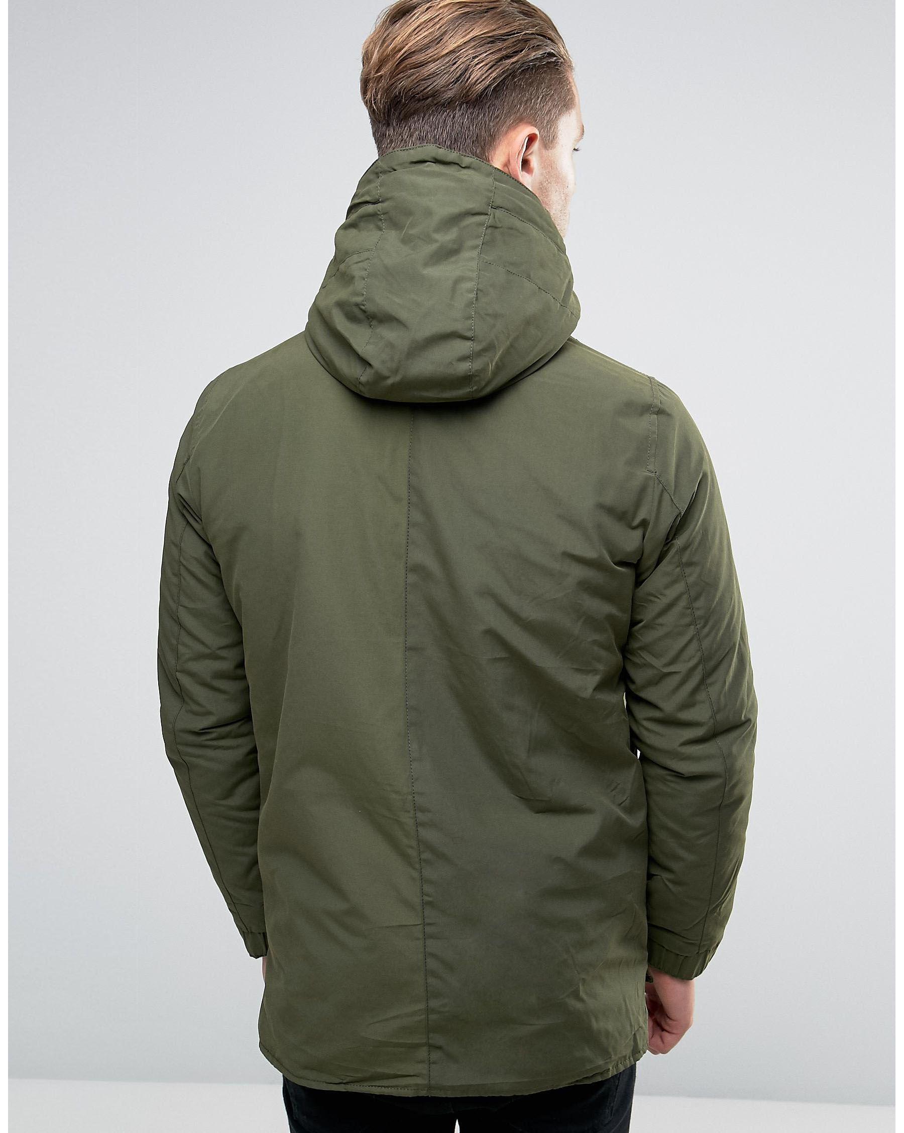 Pull&bear Parka Jacket In Khaki in Green for Men | Lyst