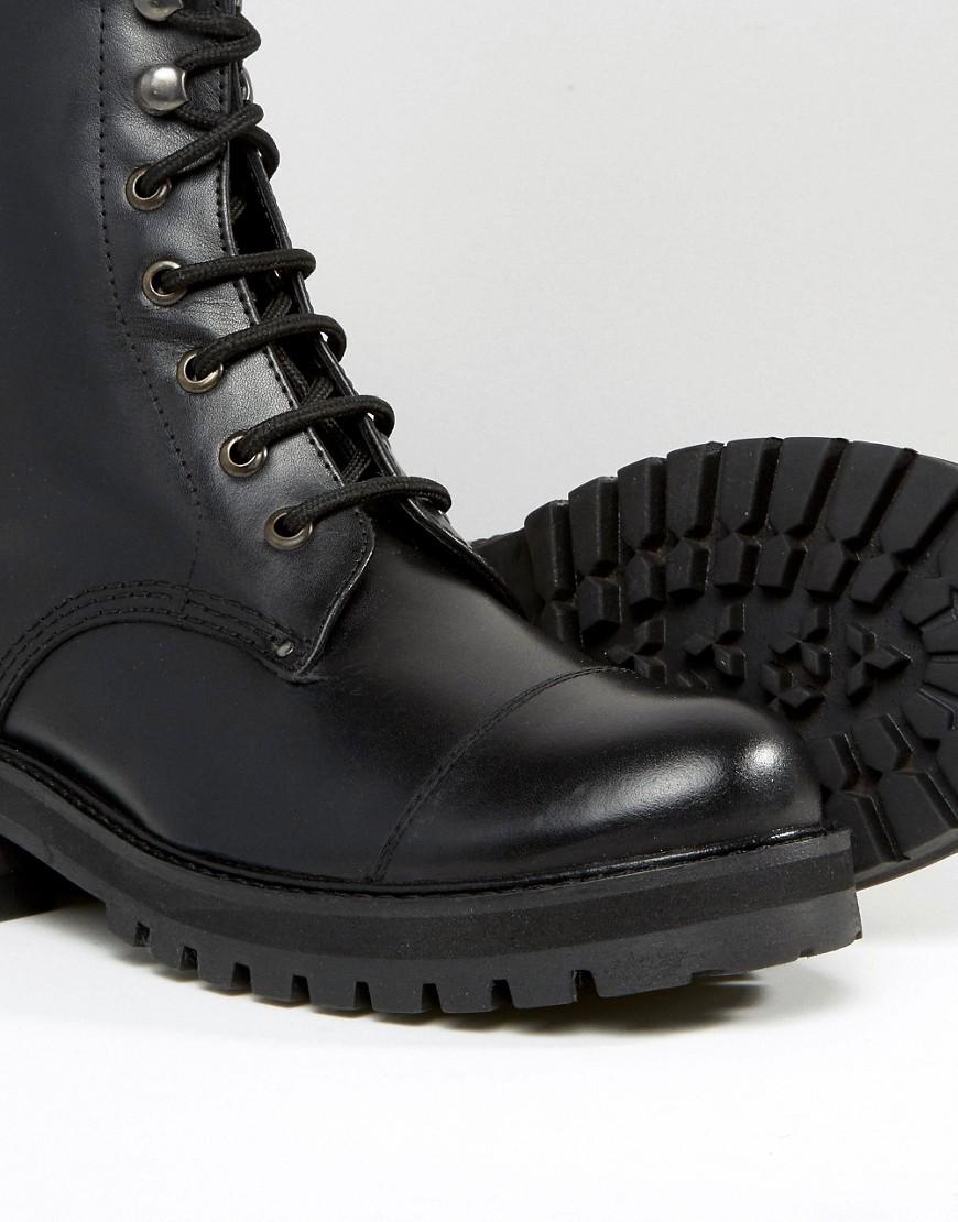 black lace up flat boots womens
