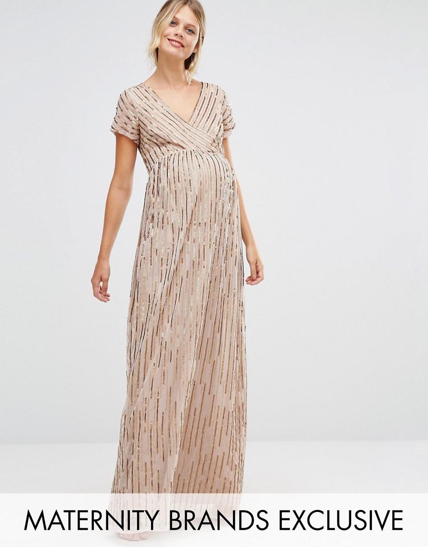 gold maternity maxi dress