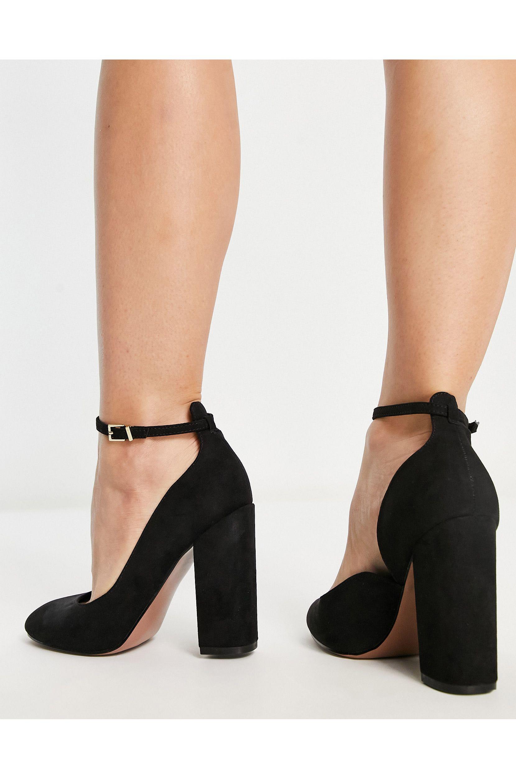 ASOS DESIGN Wide Fit Panda tie leg block heeled shoes in black | ASOS | Block  heel shoes, Wide fit shoes, Heels
