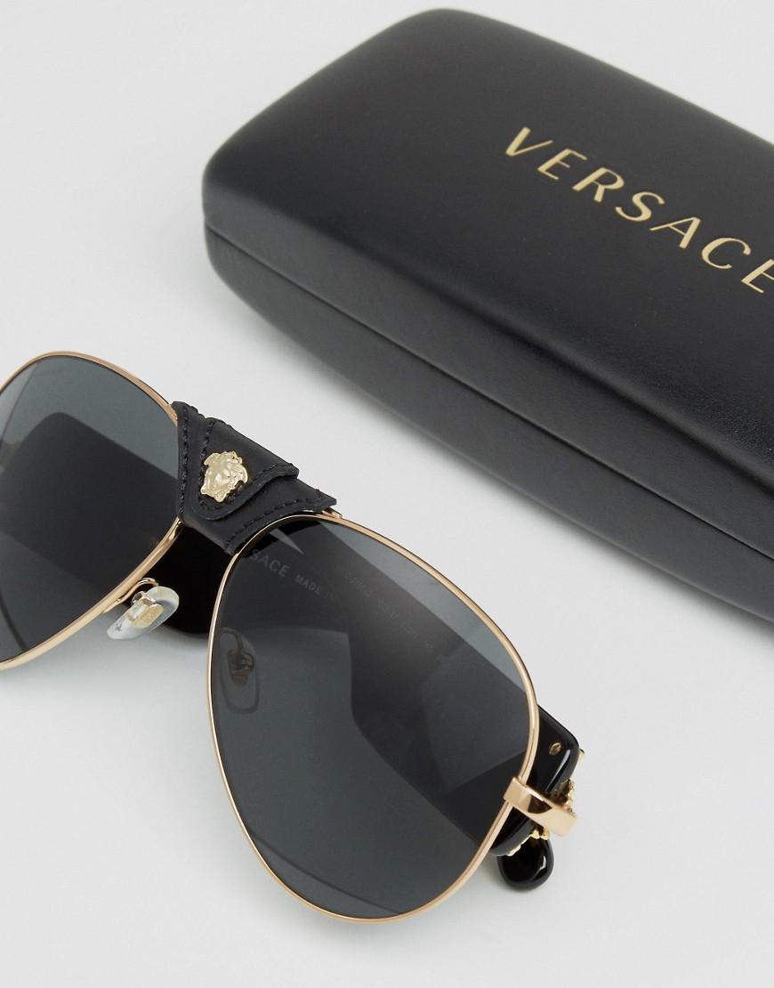 Versace Aviator Sunglasses With Removable Leather Medusa in Black for ...