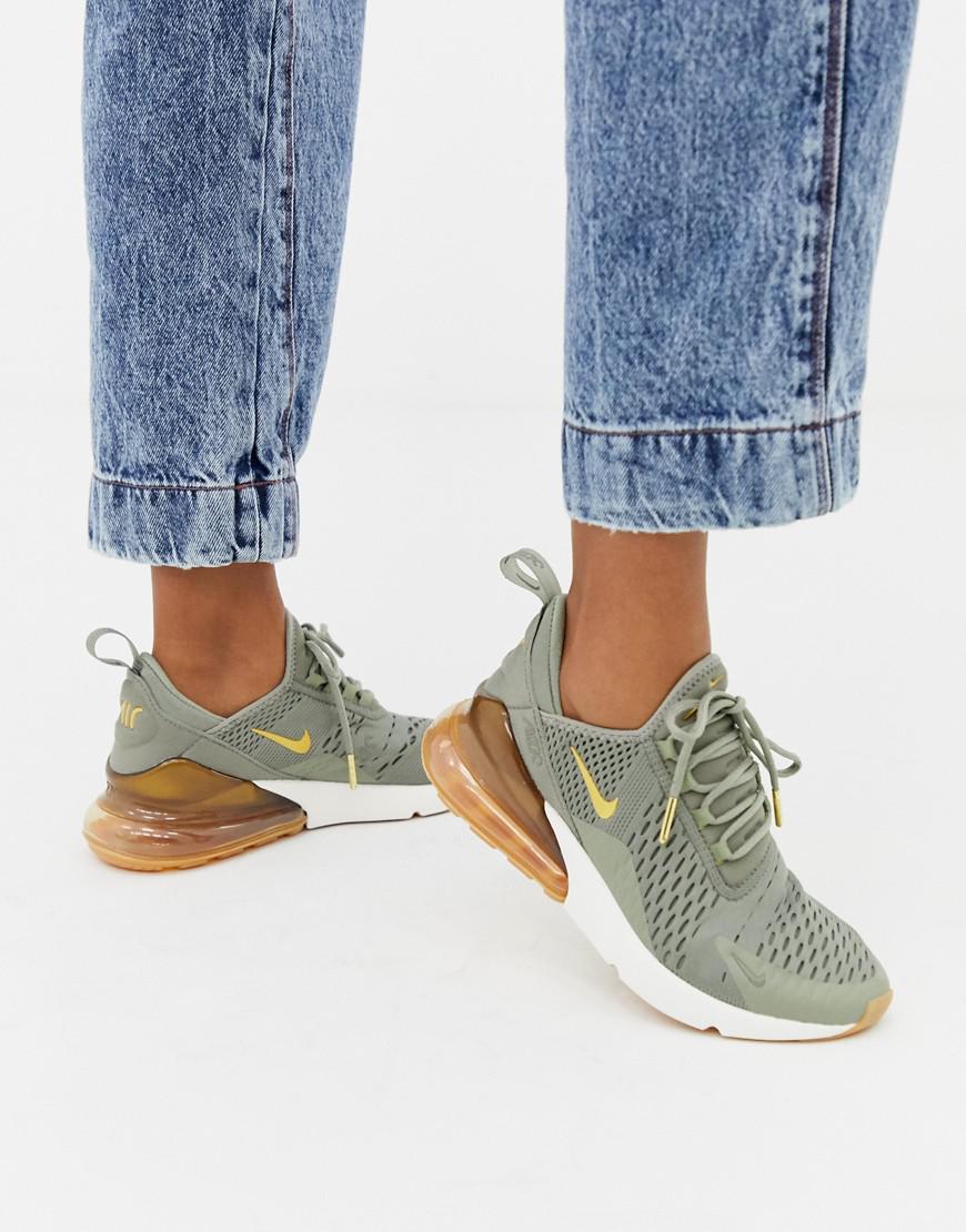 Nike Air Max 270 In Grey And Gold in 