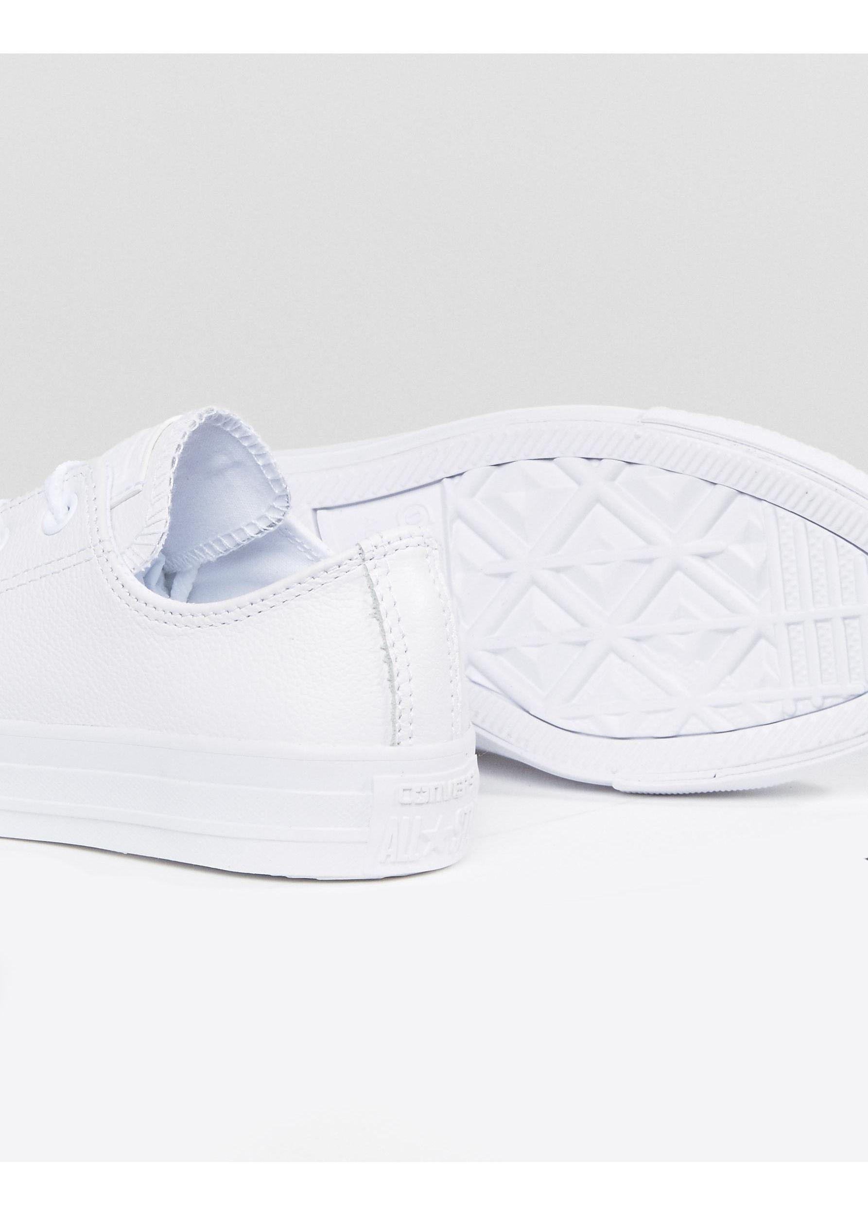 Converse Chuck Taylor Ox Leather Monochrome Sneakers in White | Lyst