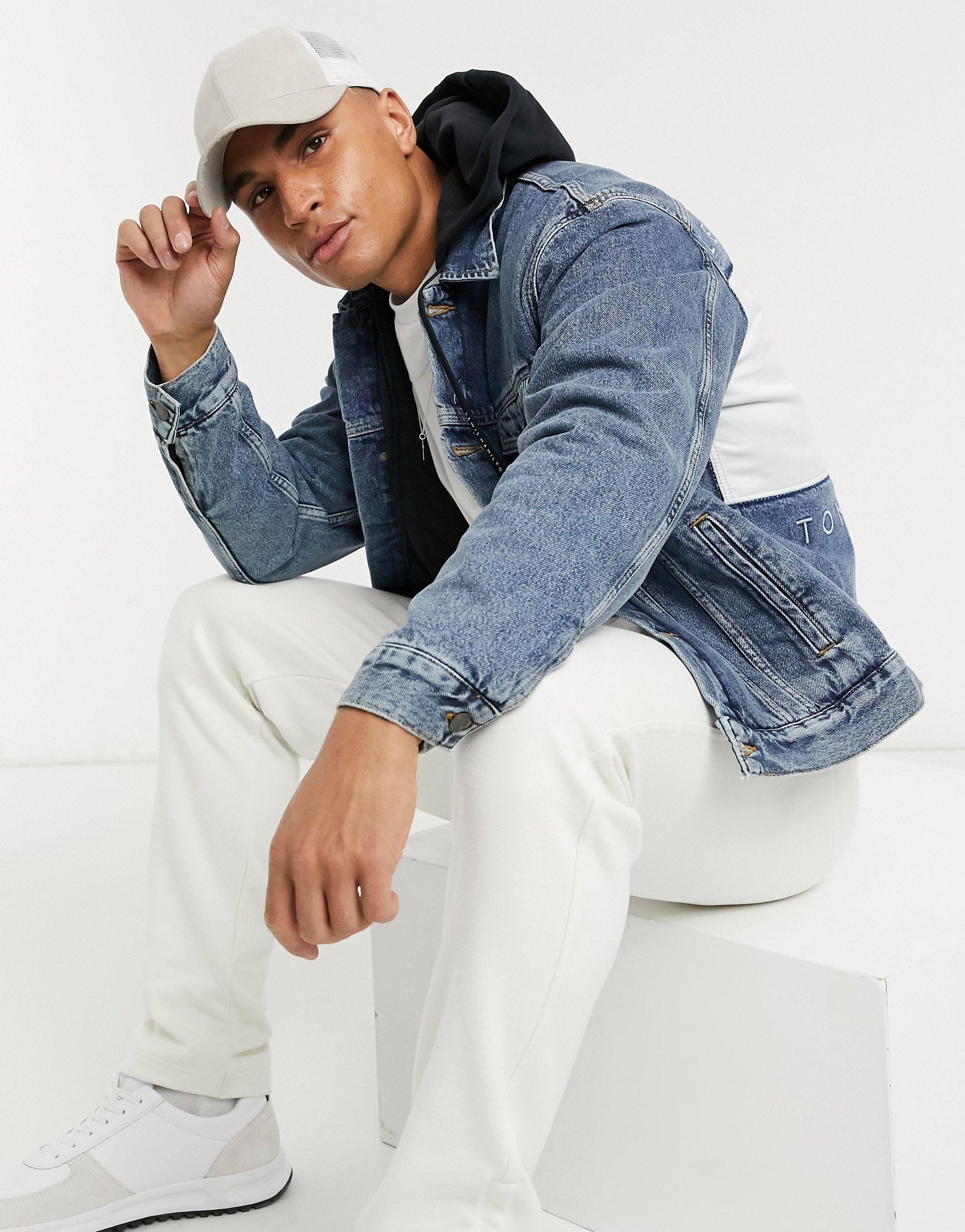 Tommy Hilfiger X Lewis Hamilton Back Logo Oversized Hooded Denim Jacket in  Blue for Men | Lyst UK
