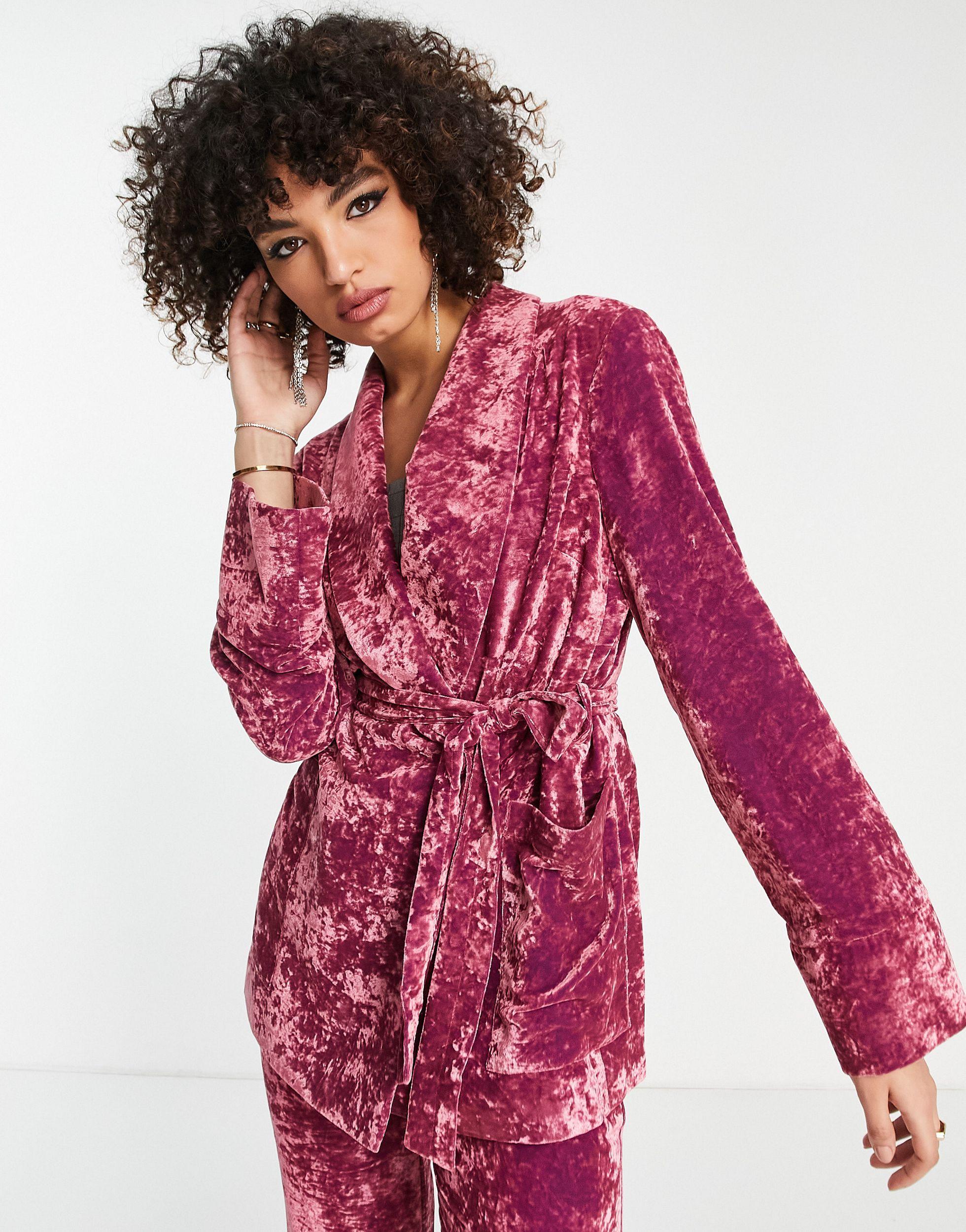 Crushed velvet suit women's Clearance