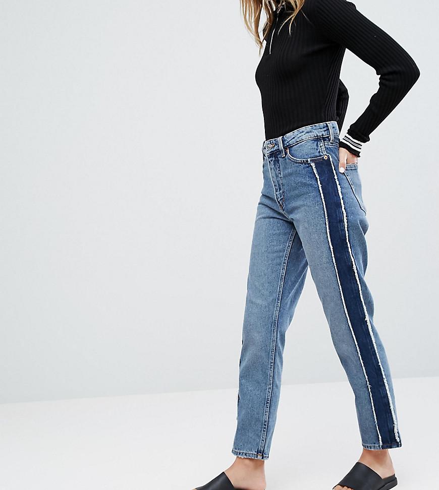 Jeans stretti in fondo a vita alta con riga lateraleMonki in Denim di  colore Blu | Lyst