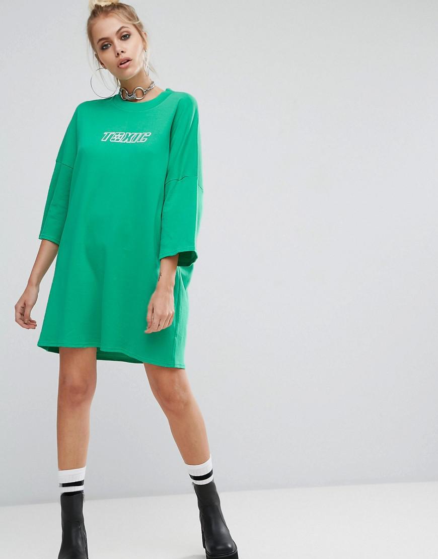 green oversized t shirt dress