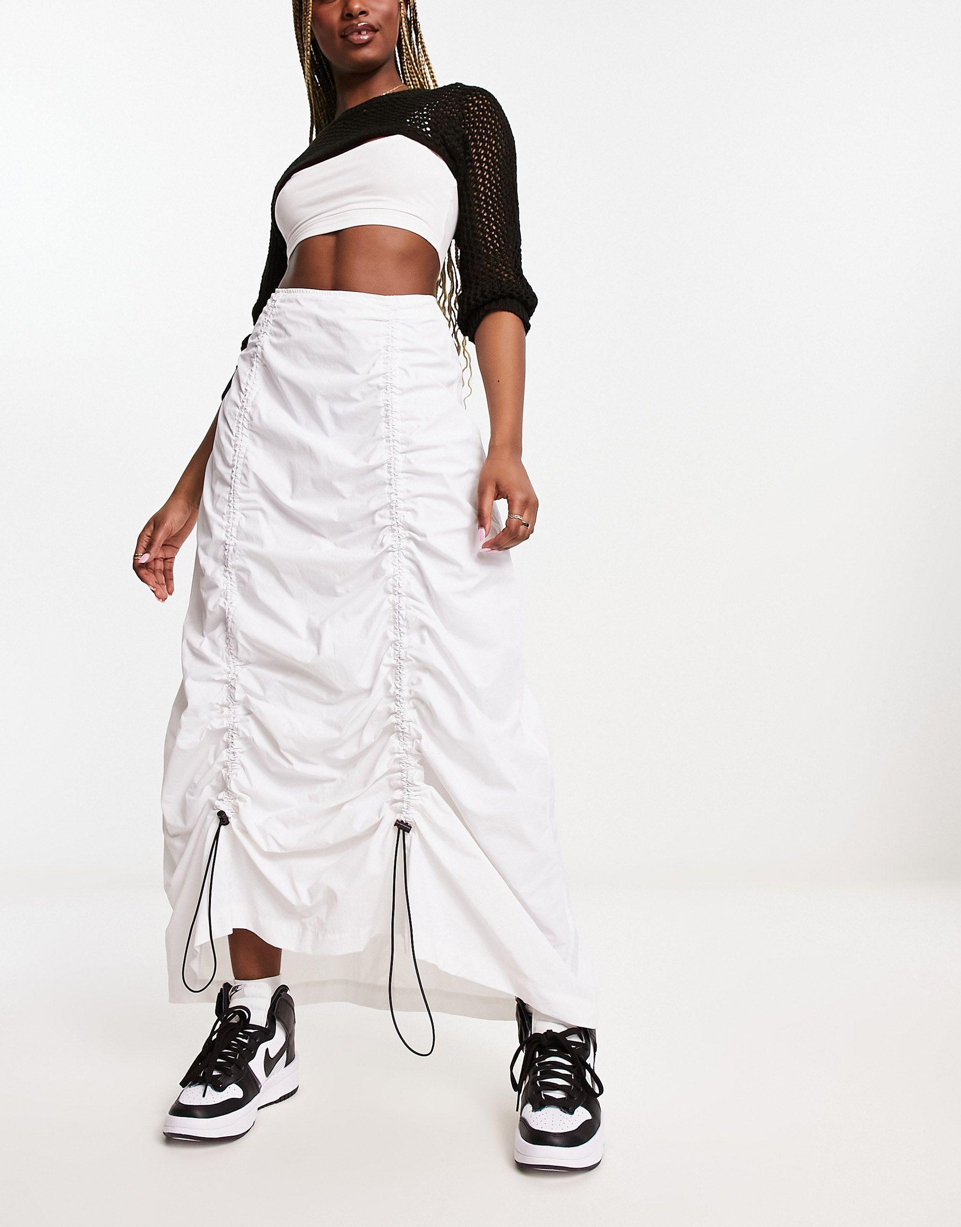 ASOS Ruched Maxi Cargo Skirt in White Lyst
