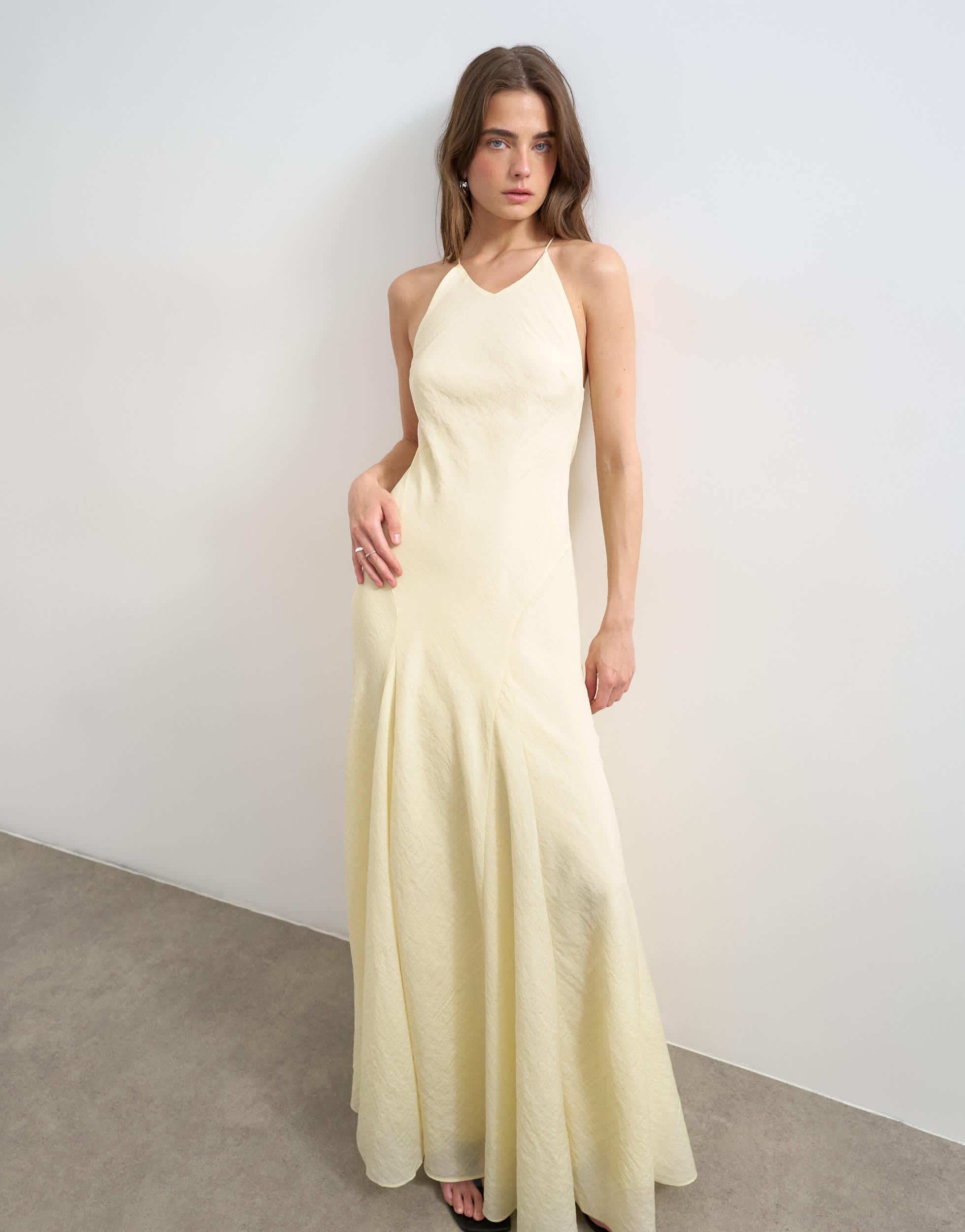 green emerald velvet dress Topshop Metallic Halter Neck Midi Dress With Ruched Side In Silver
