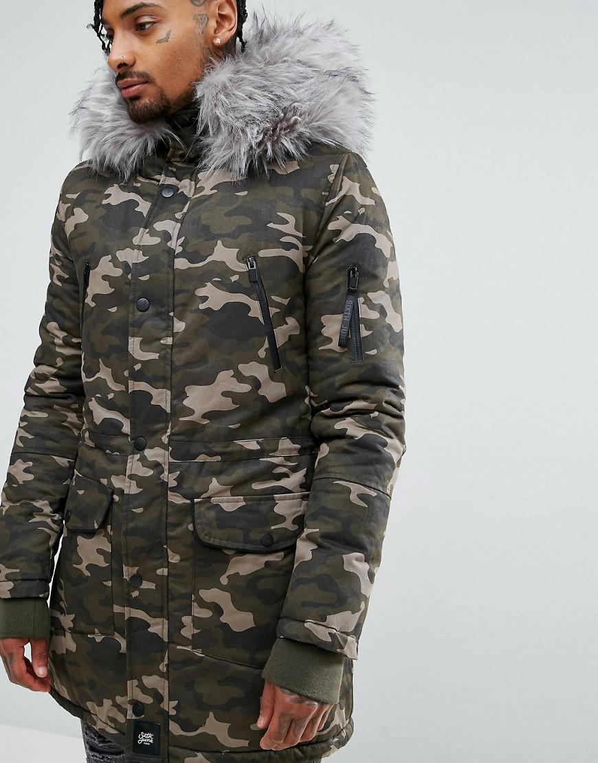camo jacket fur hood