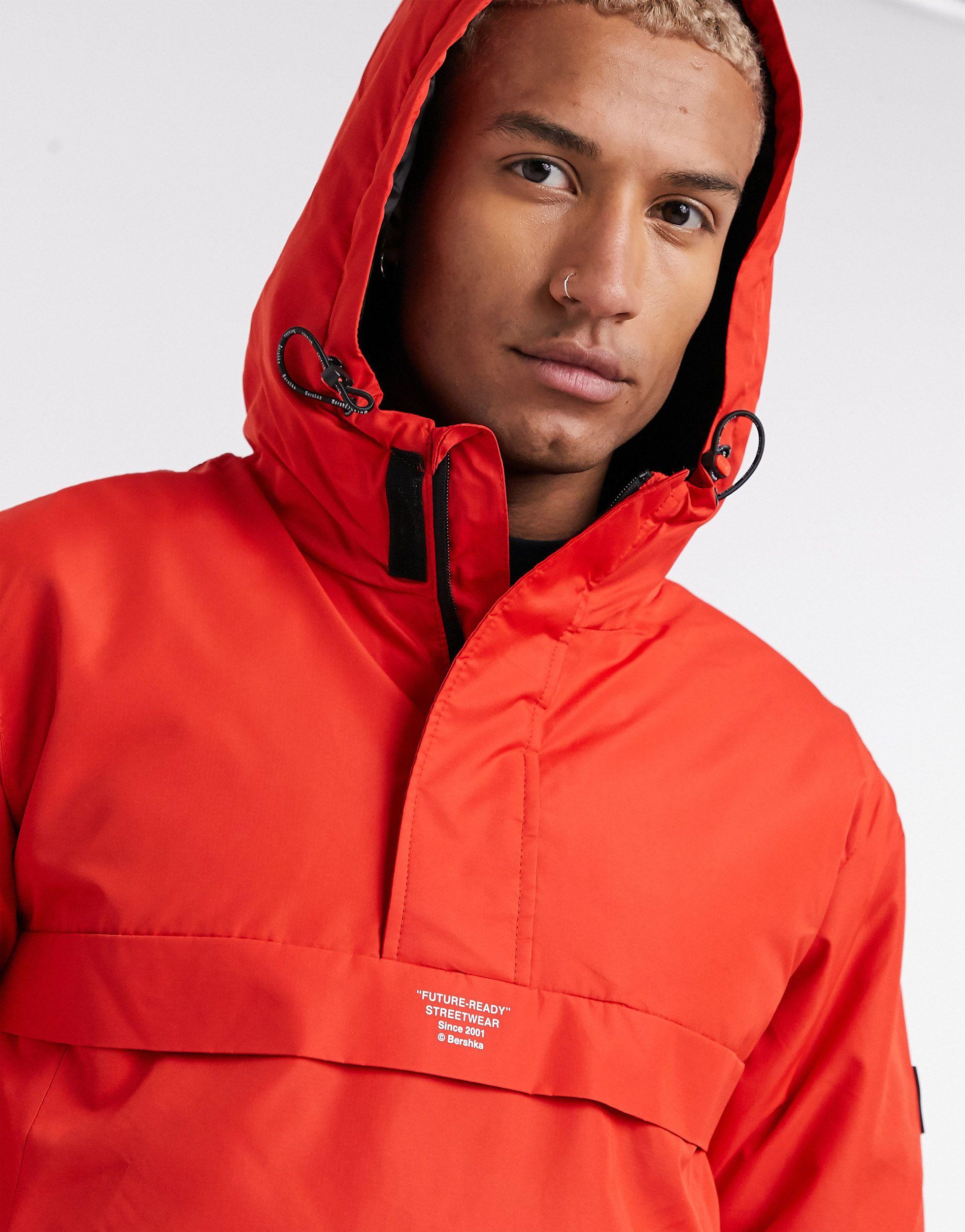Bershka Overhead Windbreaker Jacket in Orange for Men | Lyst