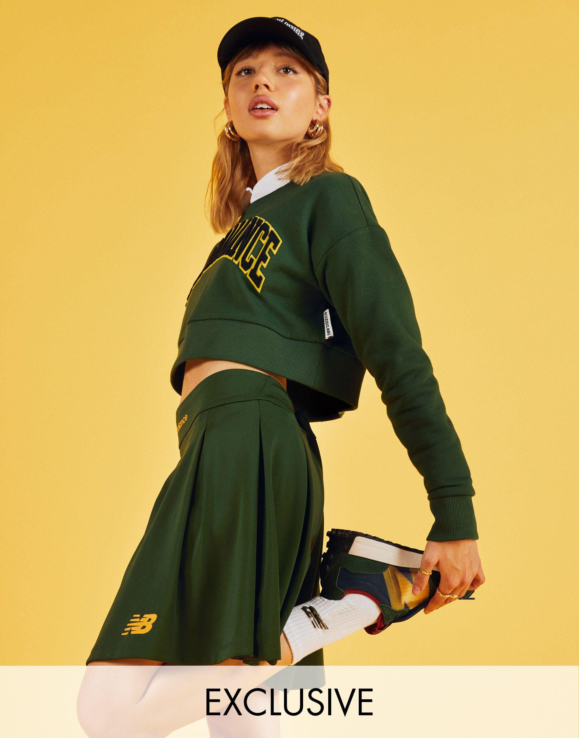 New Balance Pleated Skirt in Green | Lyst