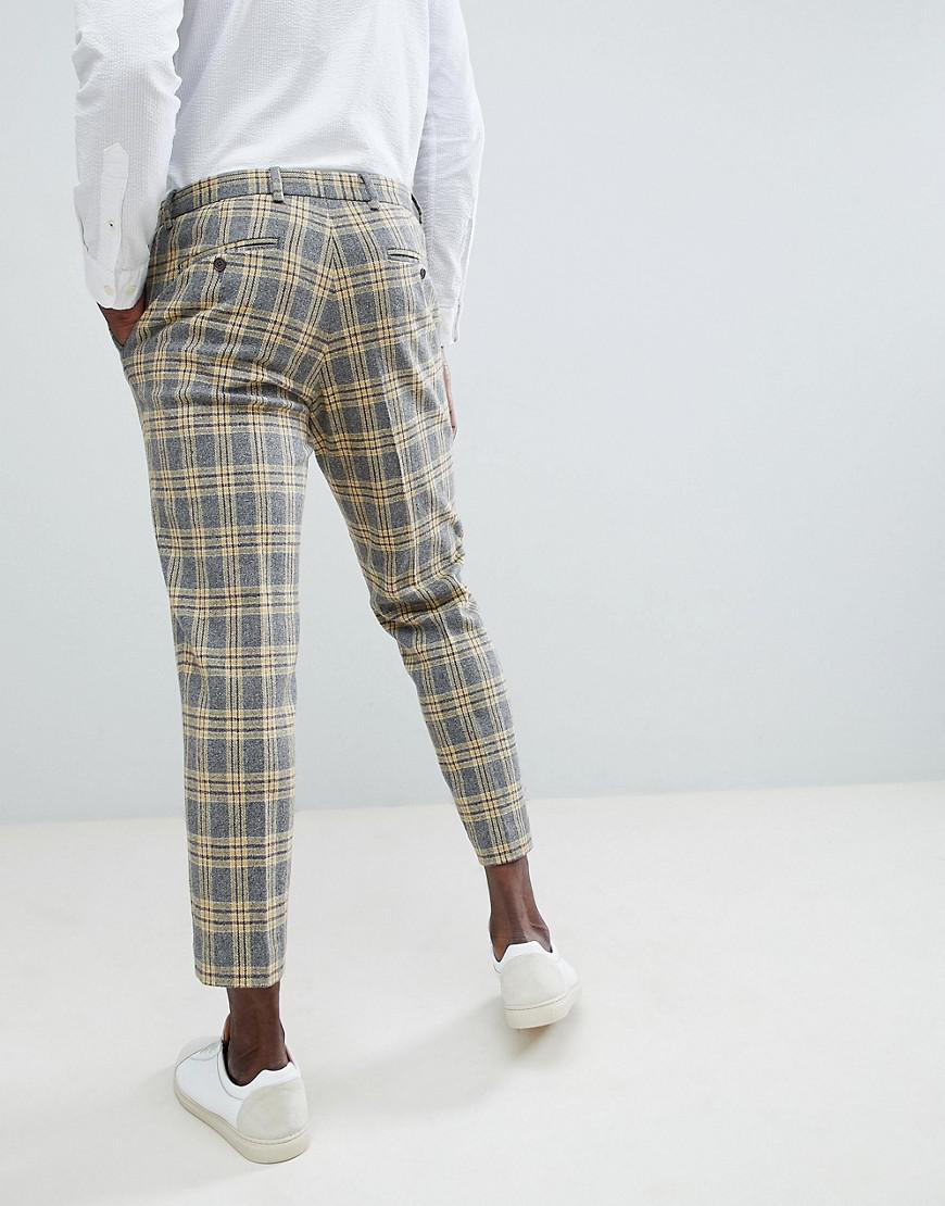 ASOS Skinny Suit Pants In Yellow Tartan Check for Men - Lyst