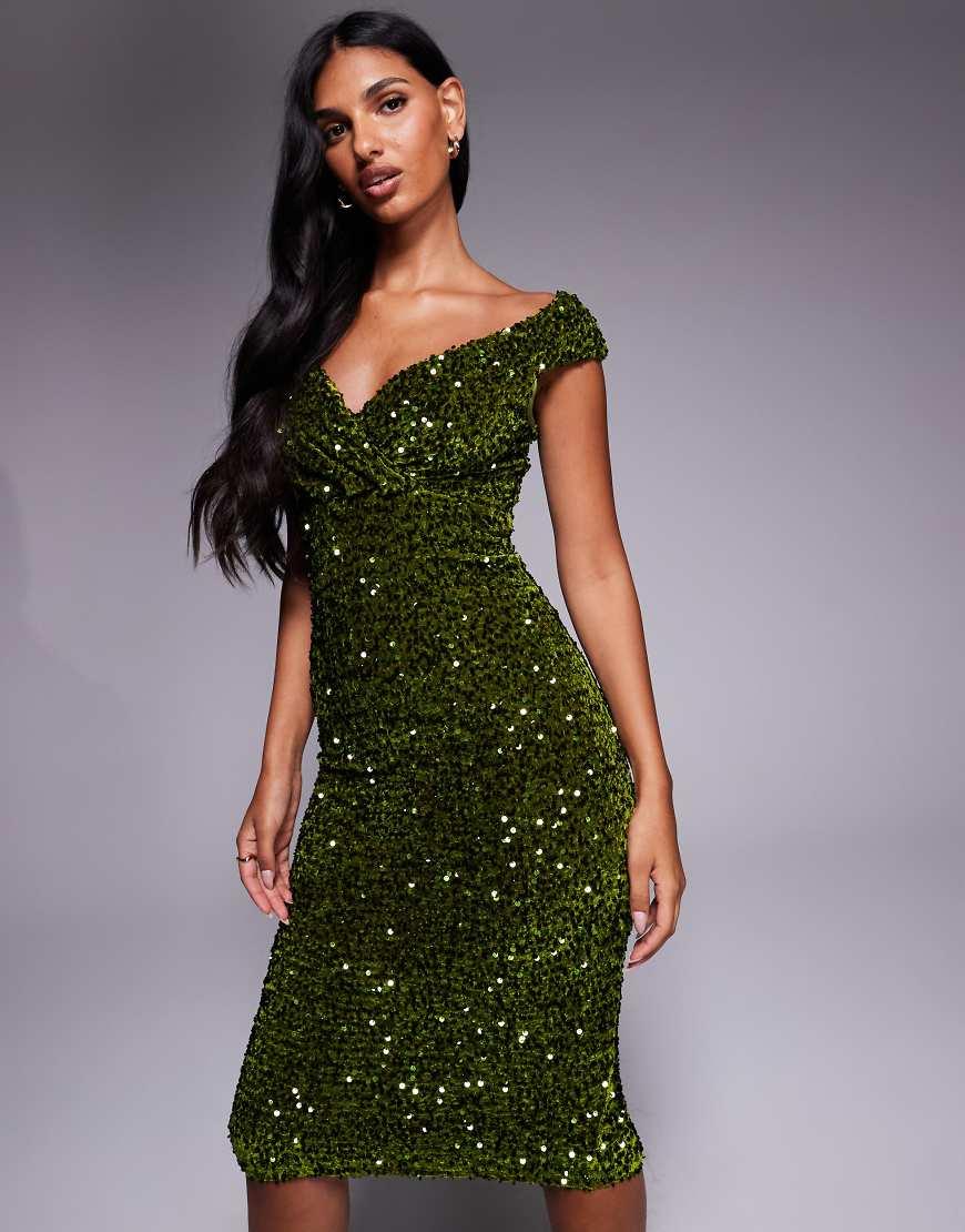 Green Velvet Bardot Dresses for Women - Up to 40% off | Lyst UK