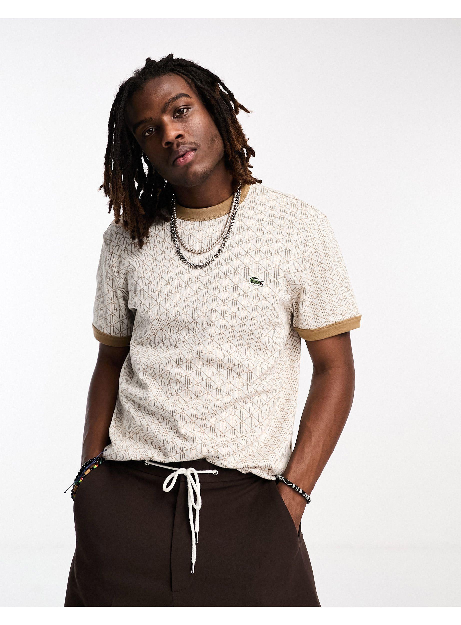 Lacoste Abstract Logo Graphics T shirt in White for Men Lyst UK