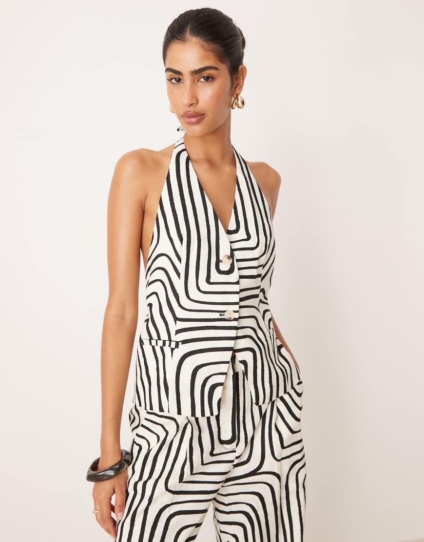 Chaleco De Sastre De Cuello Halter Con Estampado Monocromático