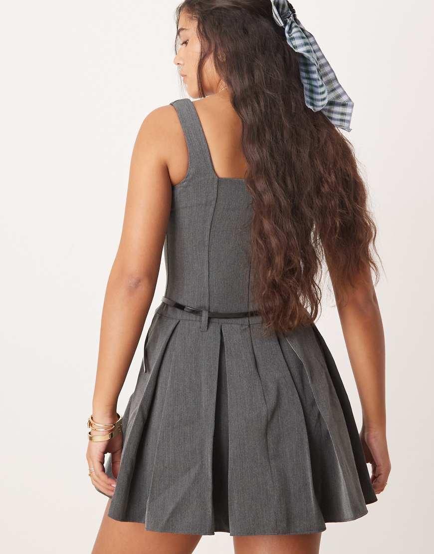 New Look Pleated Skirt Belted Mini Dress in Grey | Lyst UK New Look Pleated Skirt Belted Mini Dress in Grey | Lyst UK