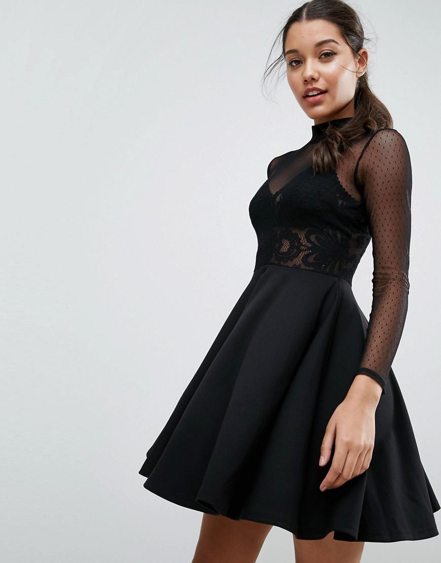 black skater dress new look