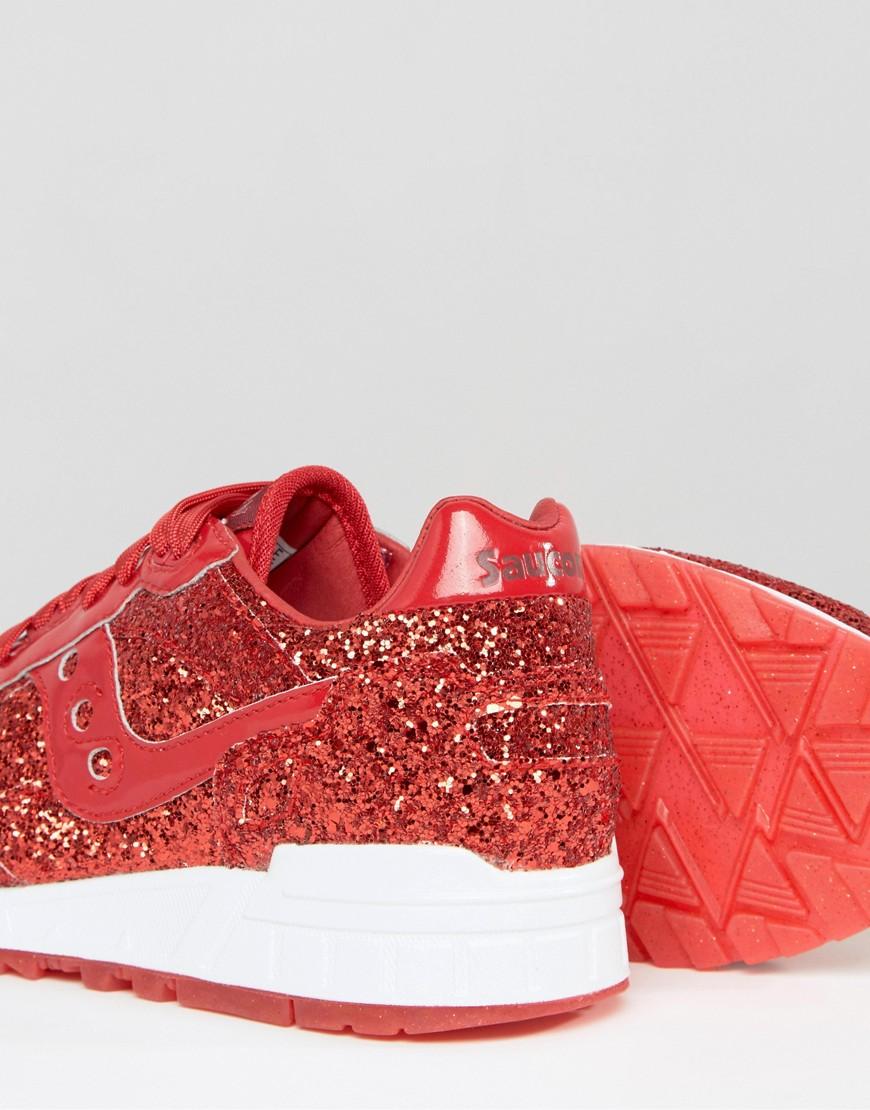 red glitter saucony