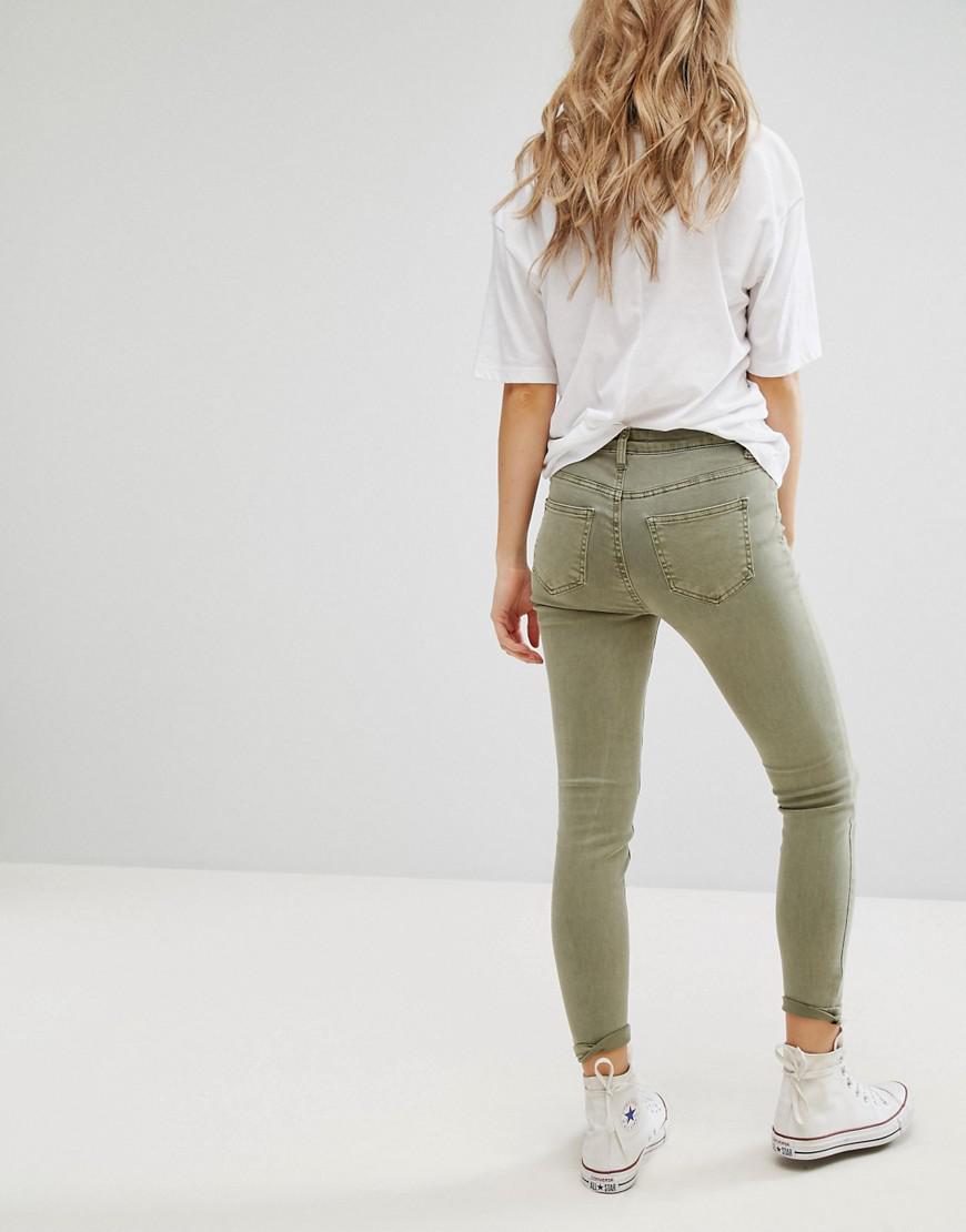 New Look Denim Khaki Skinny Jeans in Green Lyst