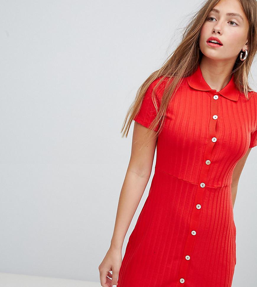 Robe à manches courtes boutonnée - Rouge Bershka en coloris Rouge | Lyst