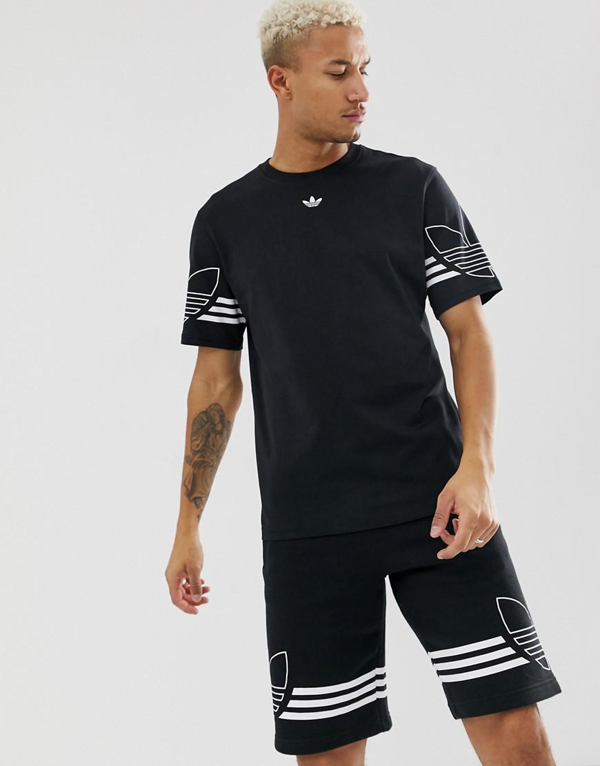 adidas Originals Cotton T-shirt Outline Trefoil Logo Du8145 in Black for  Men | Lyst