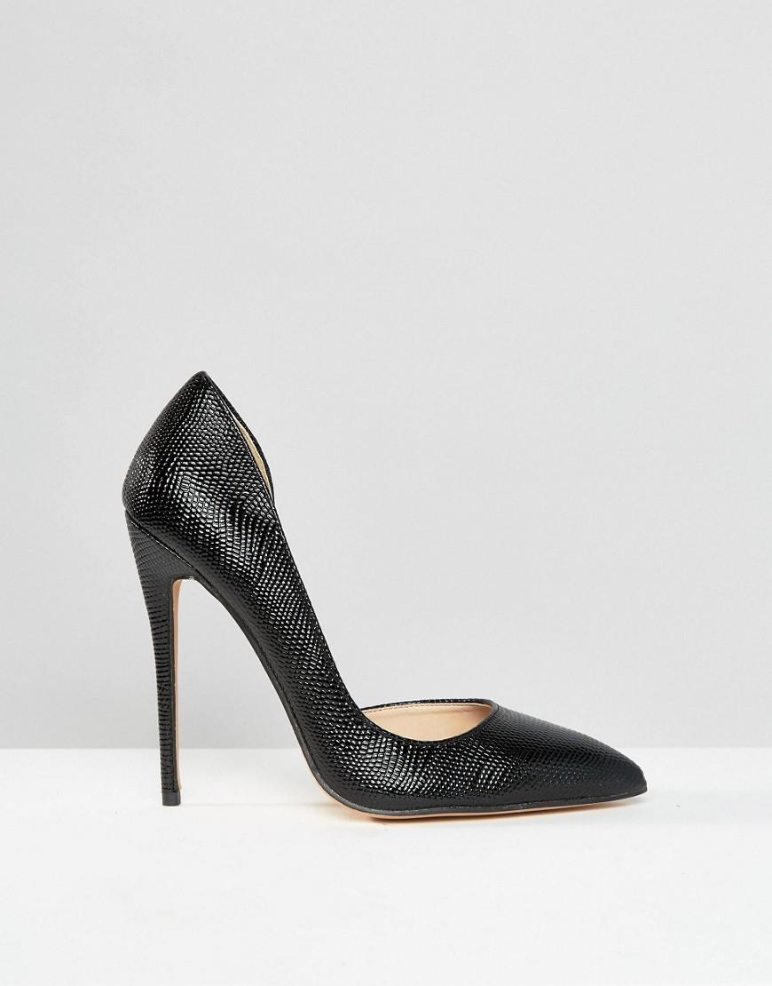Lost Ink Fifi Black Cut Out Court Shoes | Lyst