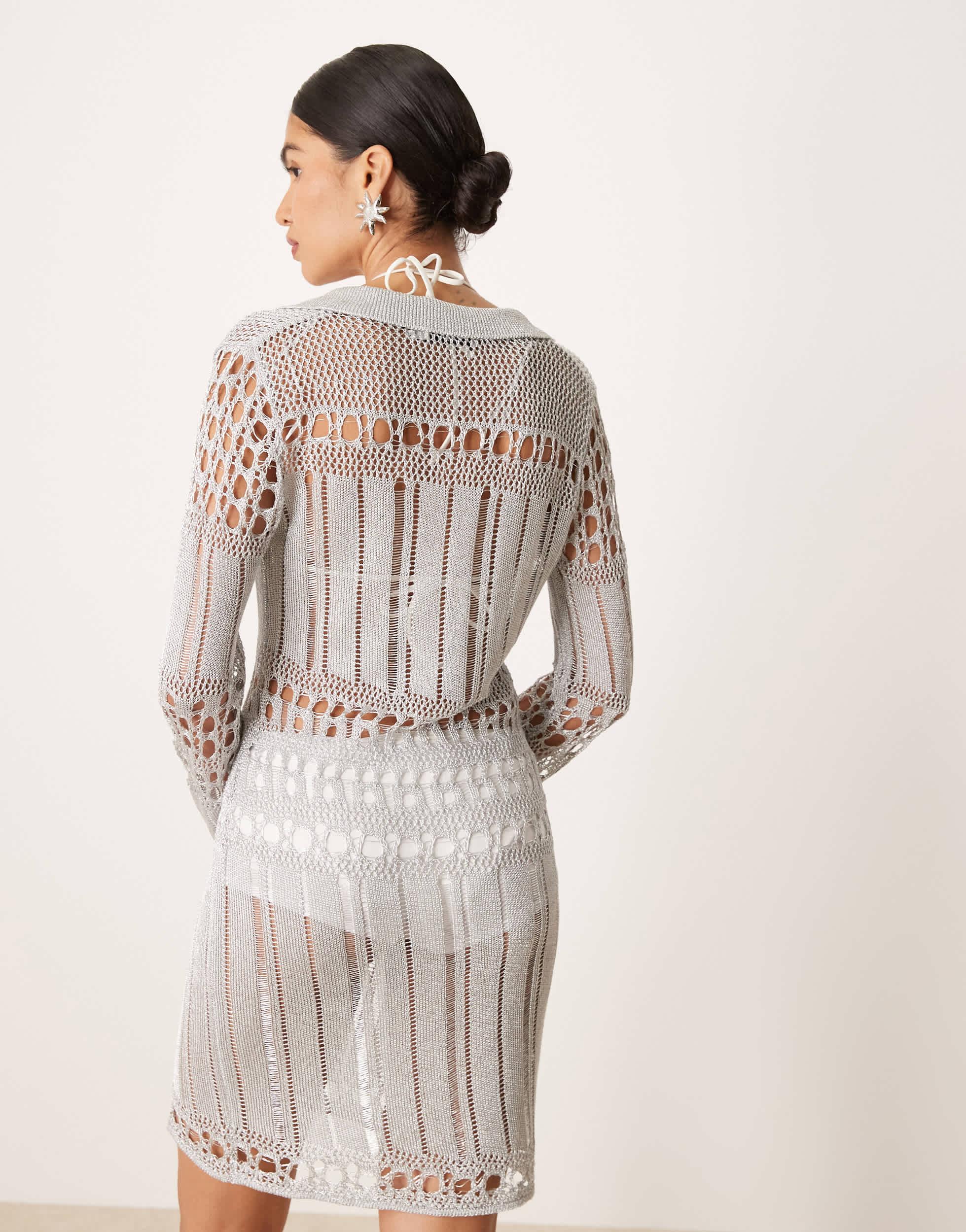 Mango X Supriya Lele Crochet Mini Dress With Deep V-neck in Natural | Lyst Mango X Supriya Lele Crochet Mini Dress With Deep V-neck in Natural | Lyst