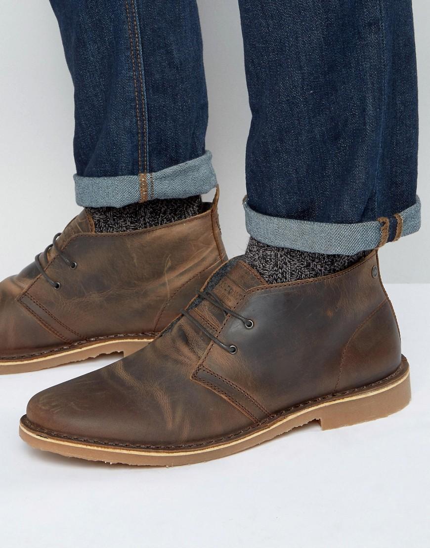 Jack & Jones Leather Gobi Warm Lining Desert Boots in Brown for Men - Lyst