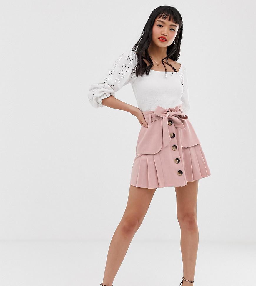 asos pink pleated skirt