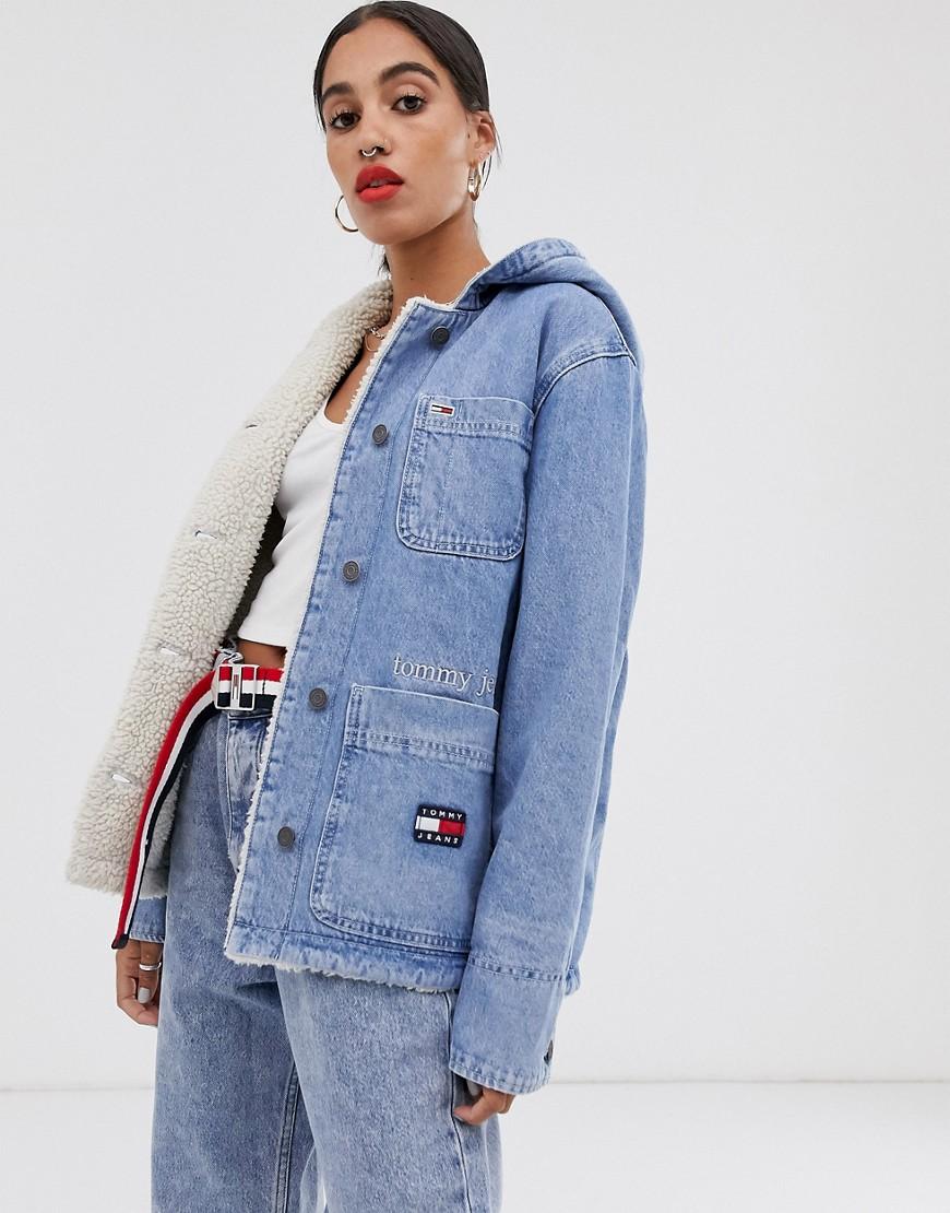 Giacca di jeans con fodera in pile borg -Tommy Hilfiger in Denim di colore  Blu | Lyst