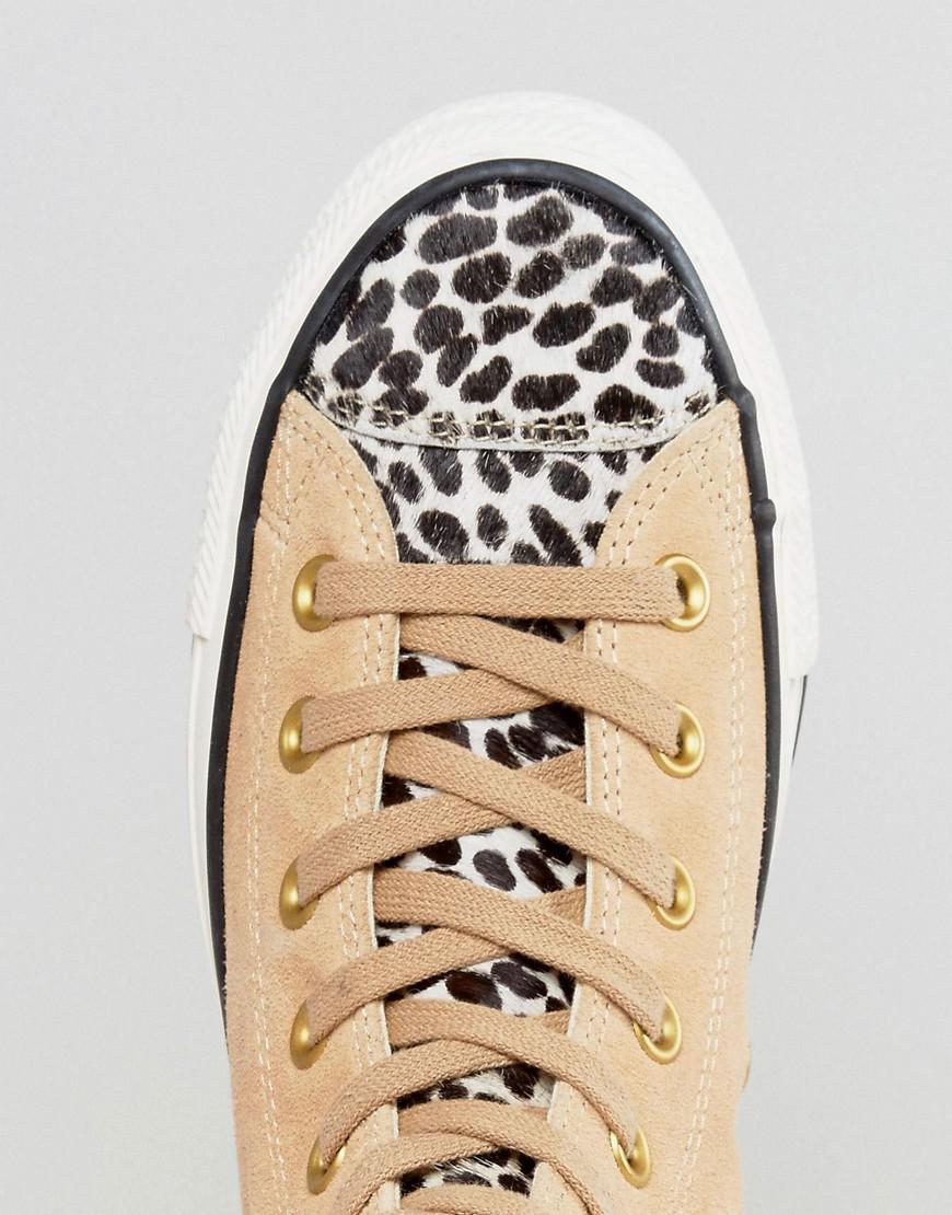 Converse Chuck Taylor All Star Leopard Hi Top Sneakers In Tan in Natural |  Lyst