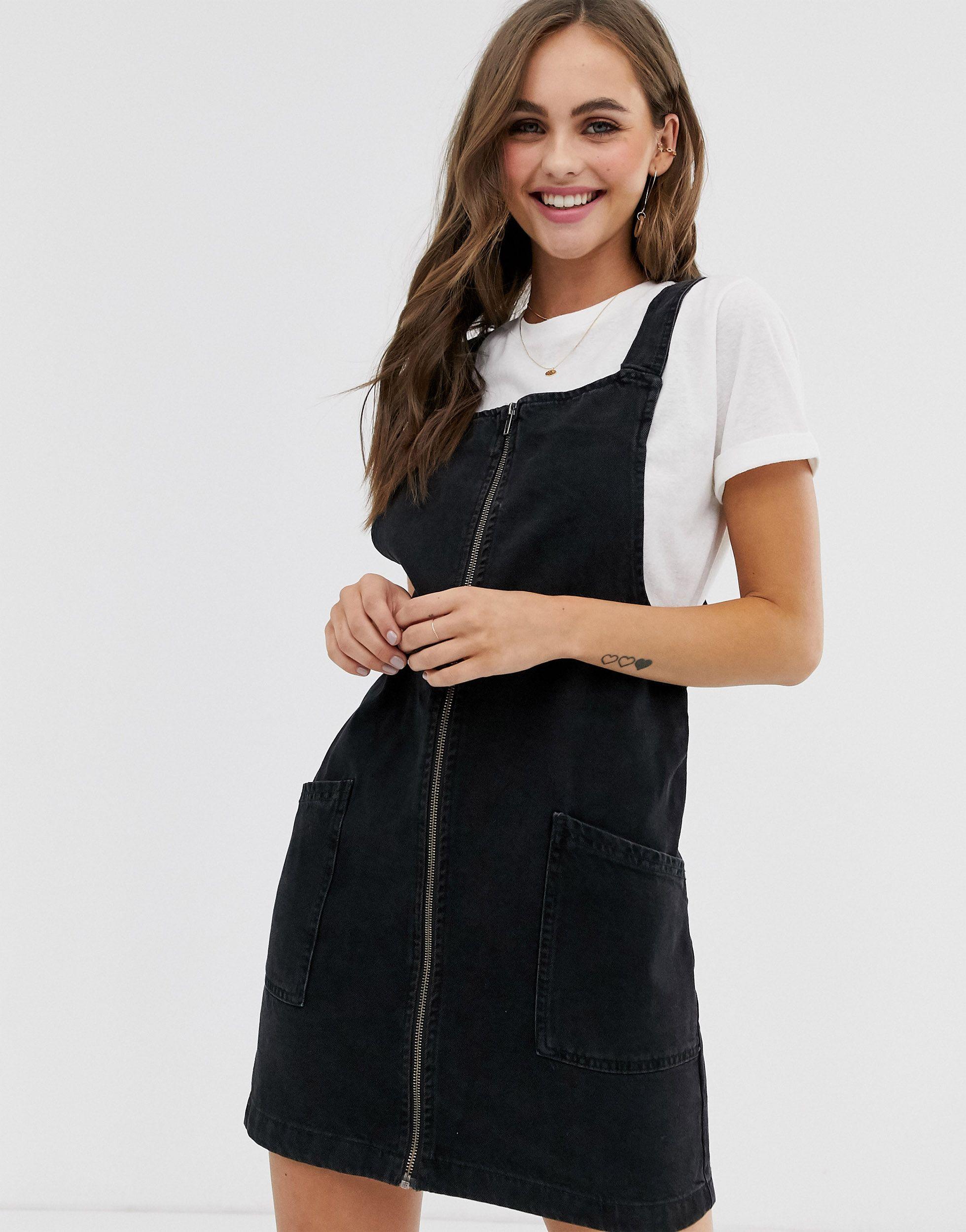 Robe chasuble en jean avec fermeture éclair sur le devant Pimkie en coloris  Noir | Lyst