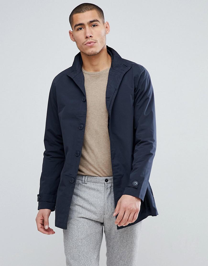 French Connection Funnel Neck Mac Jacket in Navy (Blue) for Men - Lyst