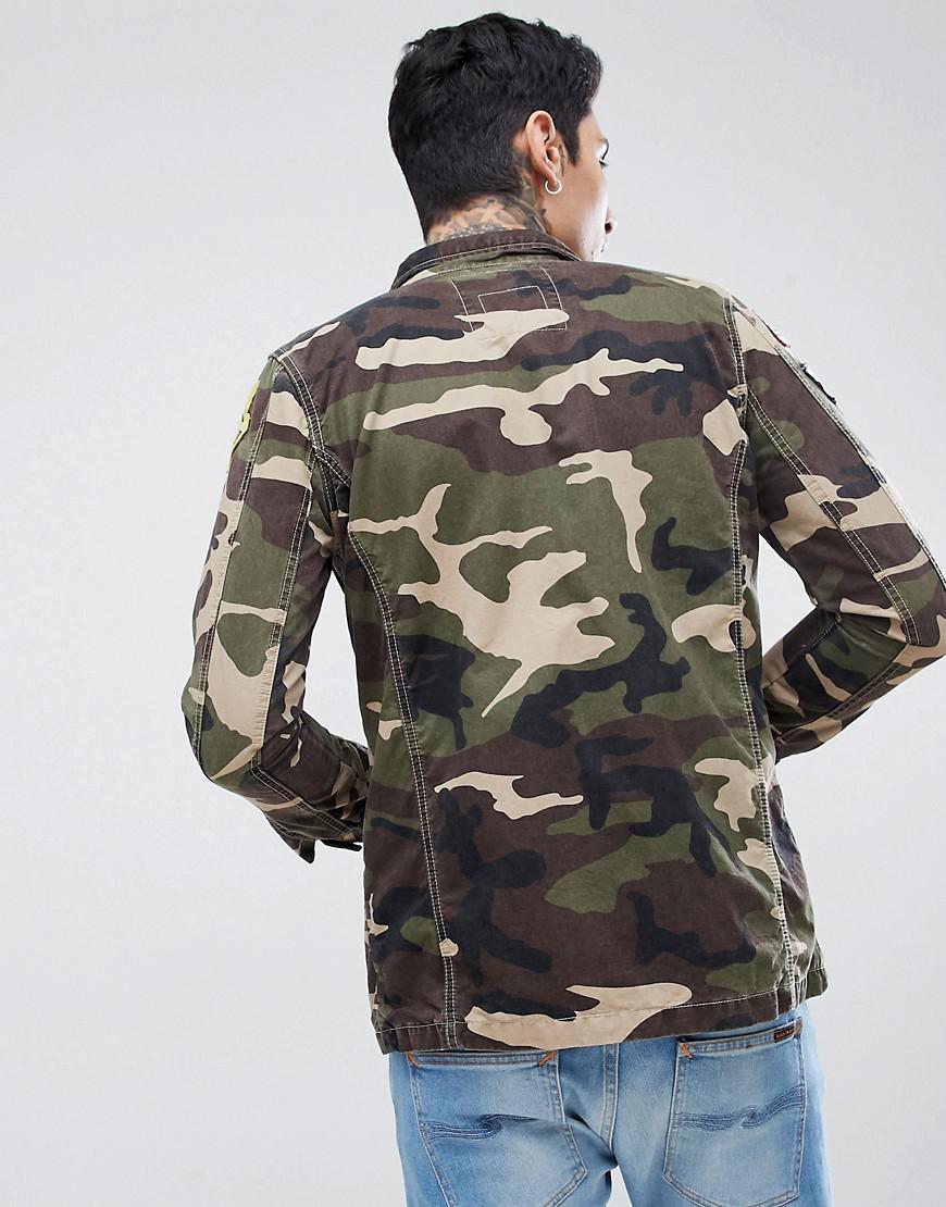 Schott Nyc Leather Williams M65 Military Camo Print Jacket With Badges ...
