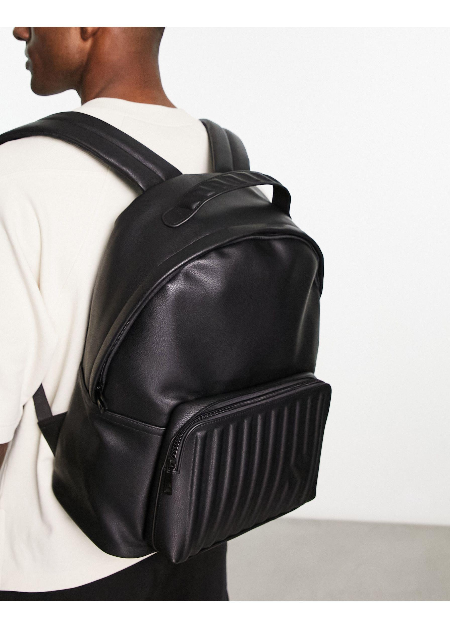 Bershka Front Pocket Detail Backpack in Black for Men | Lyst