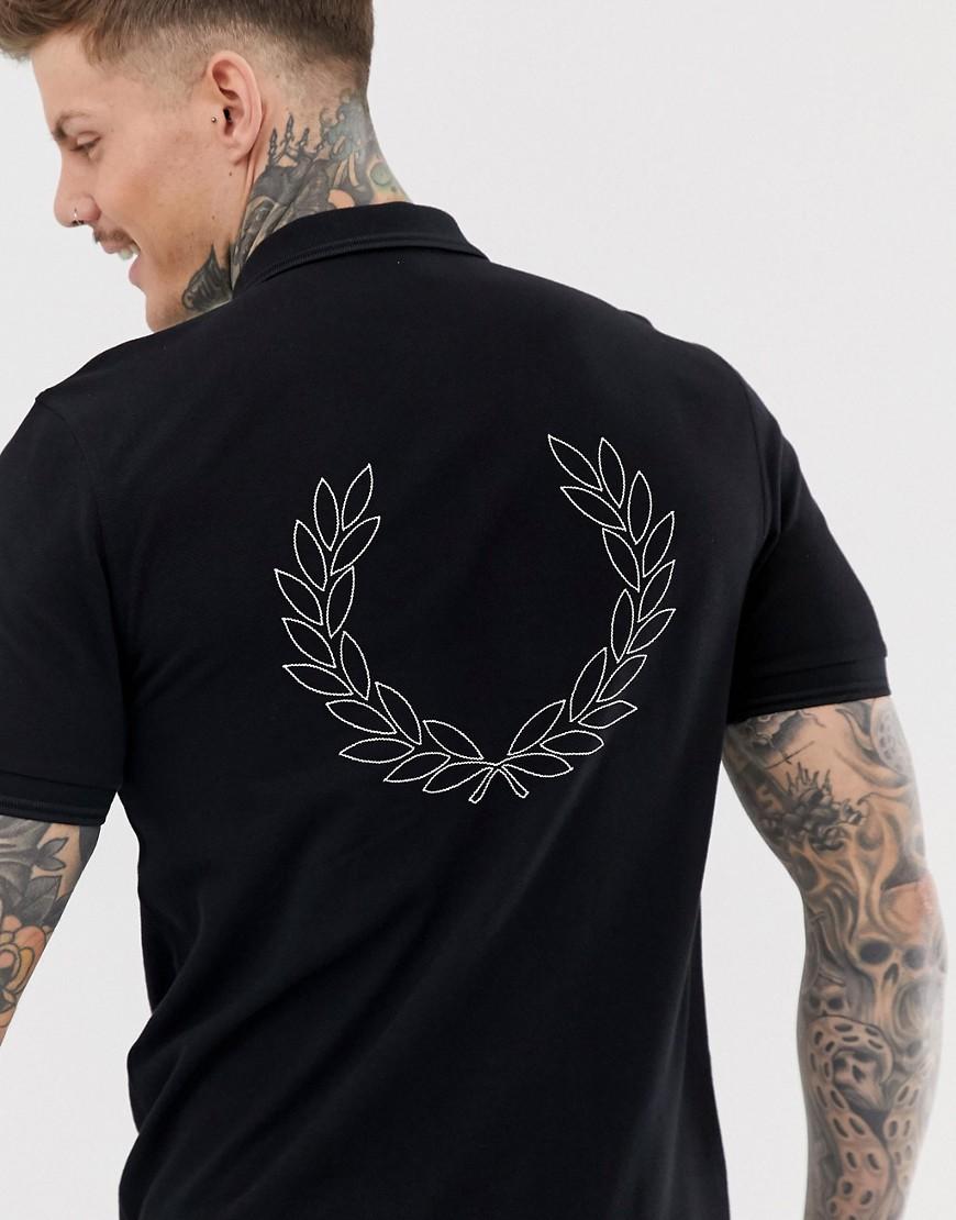 Fred Perry Cotton Back Wreath Pique Polo In Black for Men - Lyst
