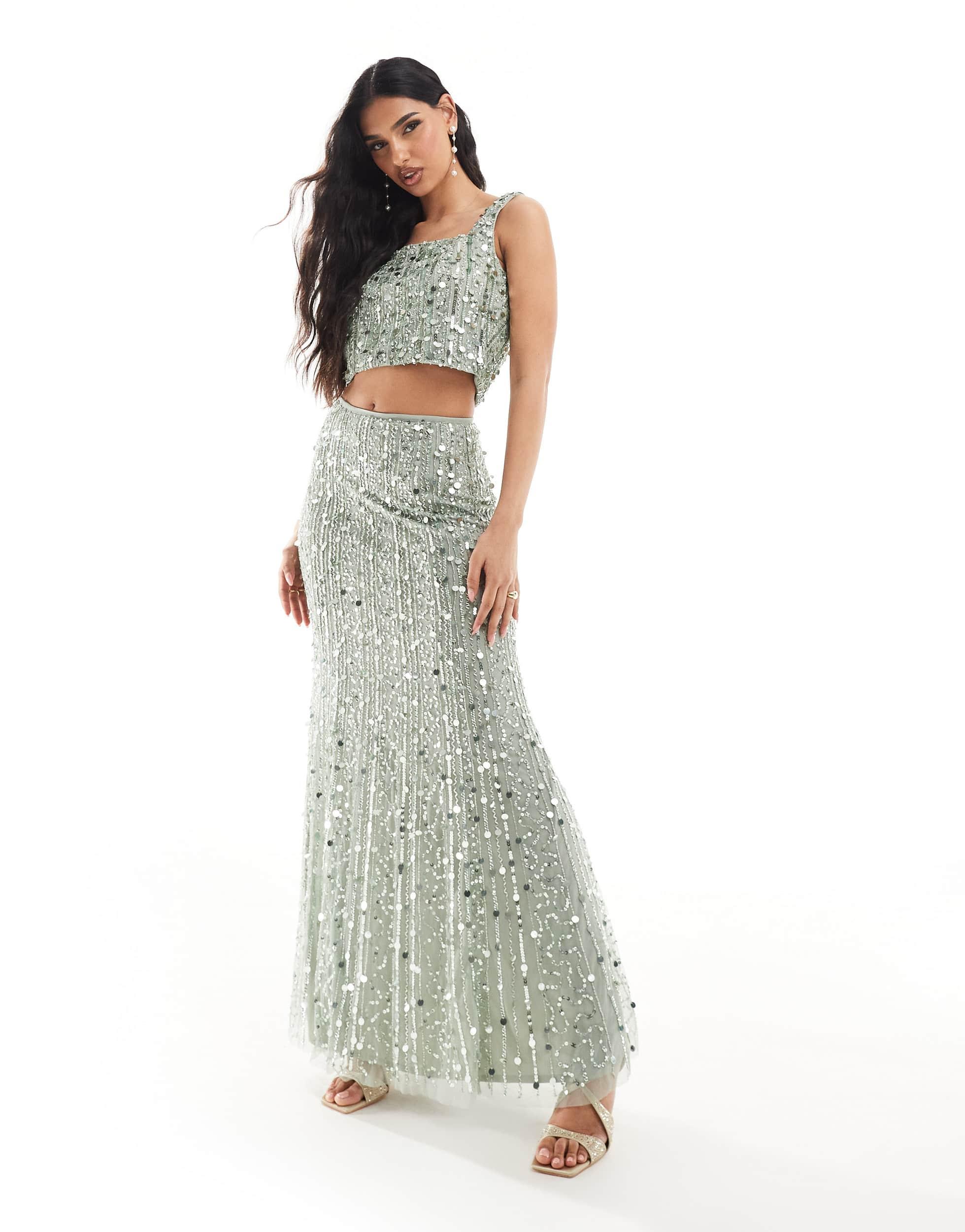Tailleur Jupe Buenitas Vert Clair, Taille 38, Très Bon état, élégant
