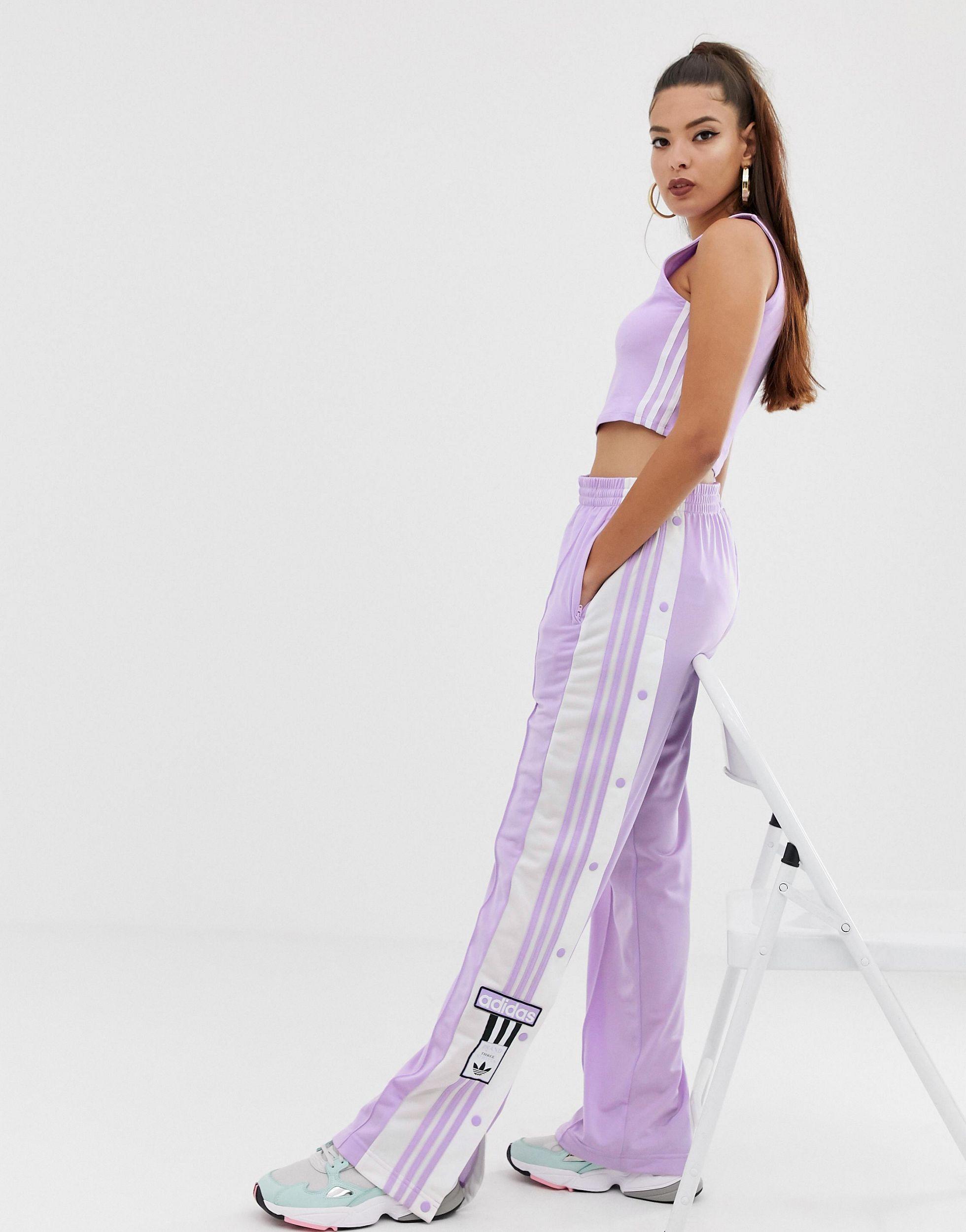 Adicolor Adibreak - Pantaloni viola con bottoni a pressioneadidas Originals  in Materiale sintetico di colore Viola | Lyst