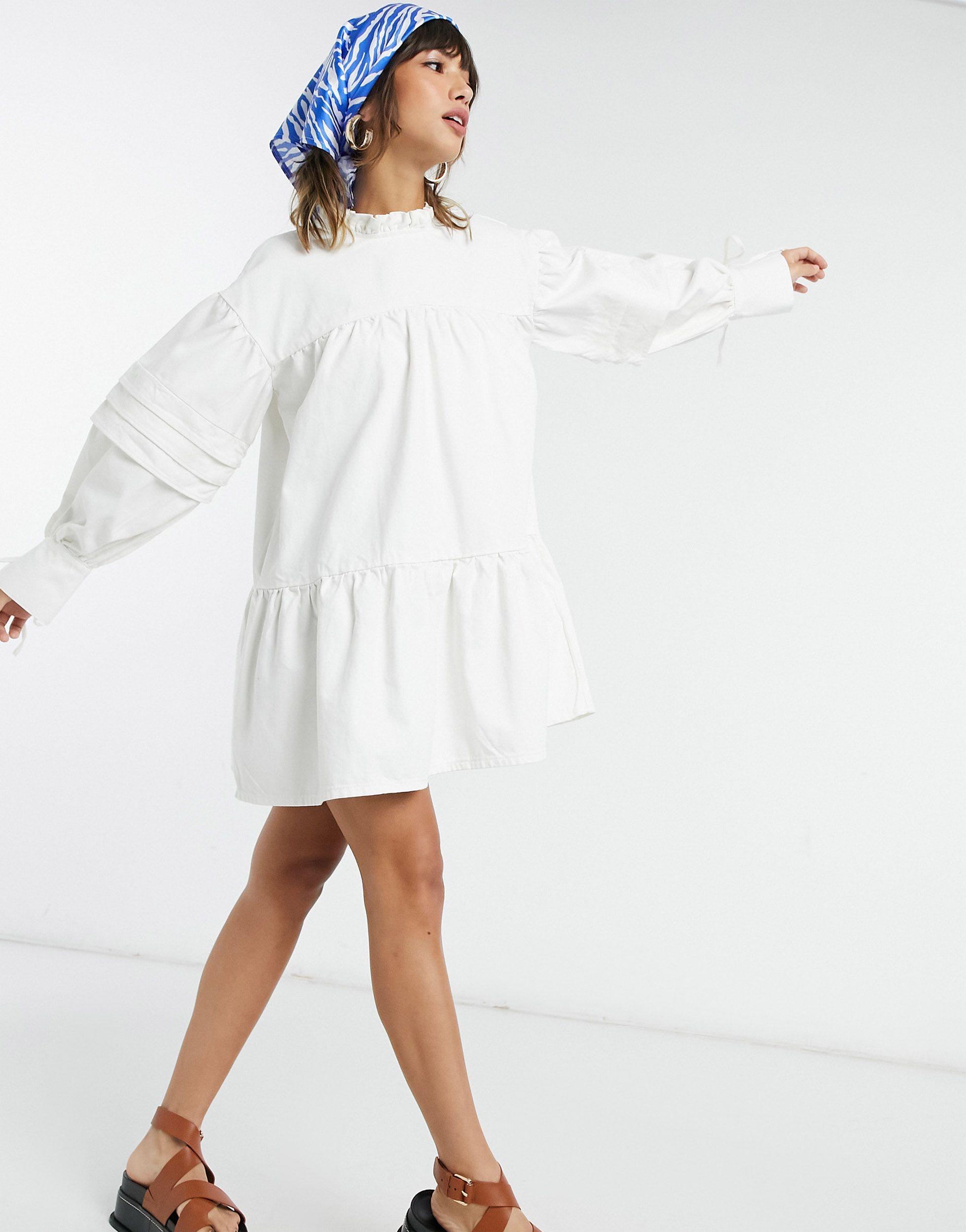 ASOS Denim Pie Crust Smock Dress With 