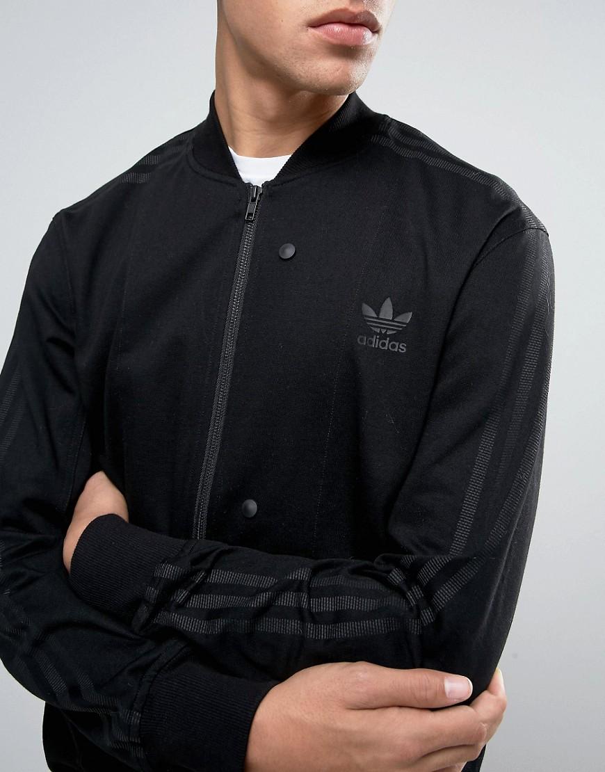 adidas Originals Deluxe Knit Bomber Jacket In Black Bj9545 for Men Lyst