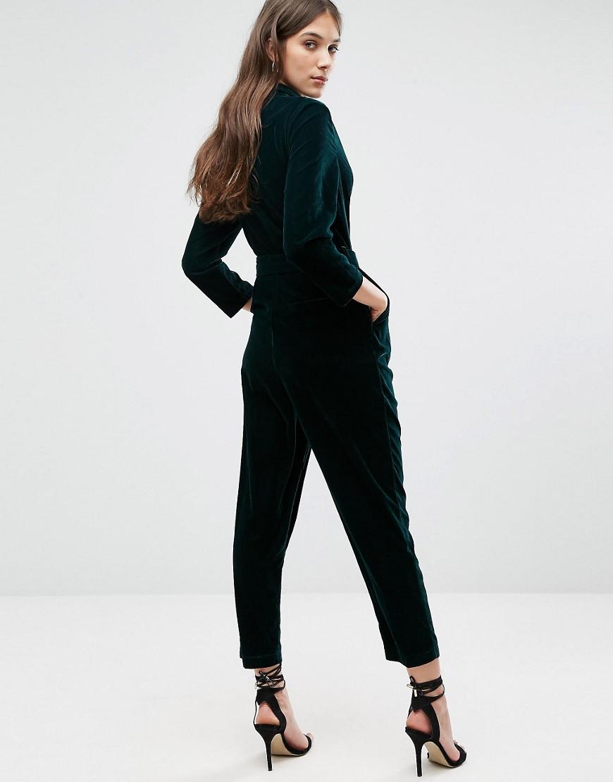 new look black velvet jumpsuit