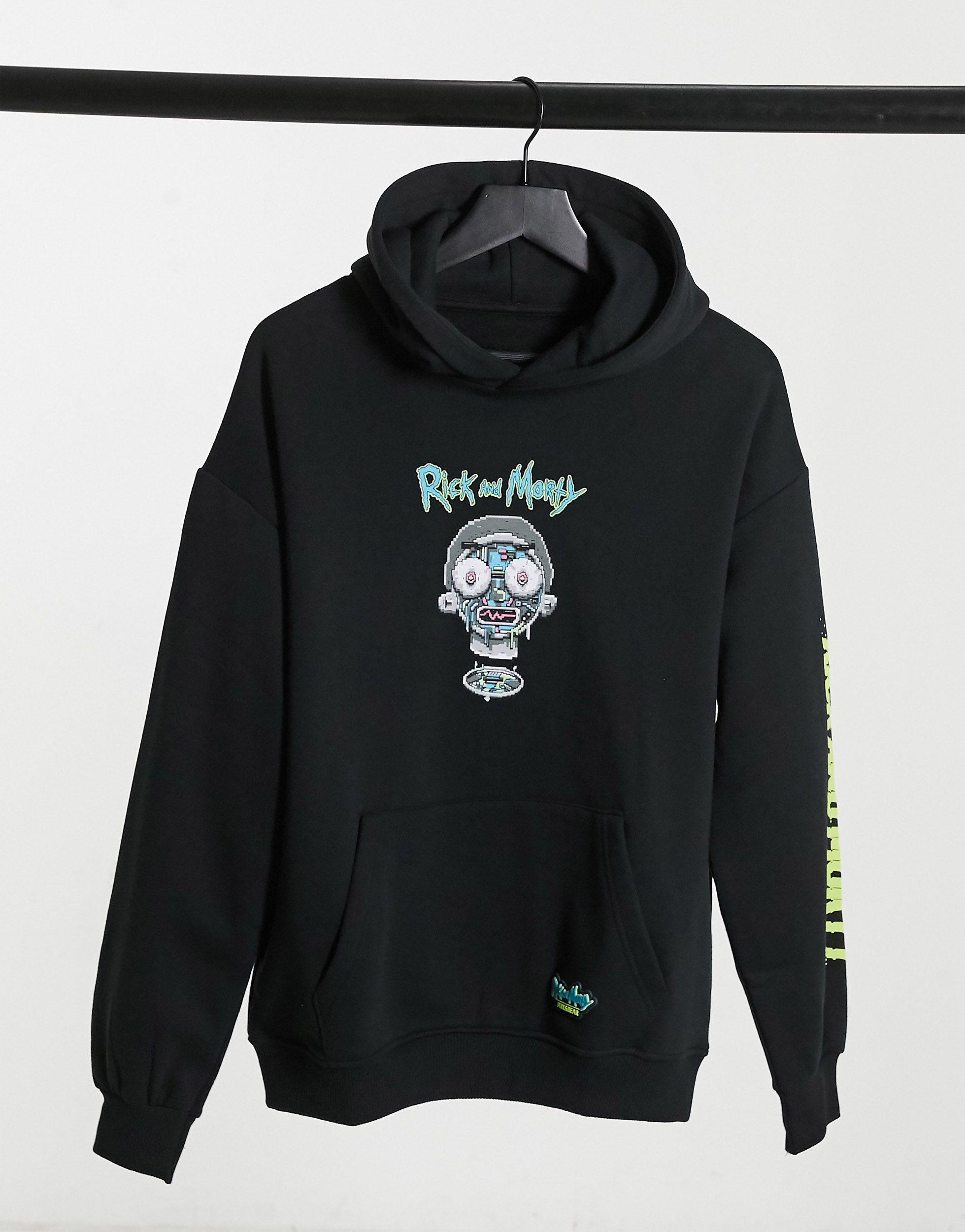 Pull&Bear Rick And Morty Hoodie in Black for Men | Lyst