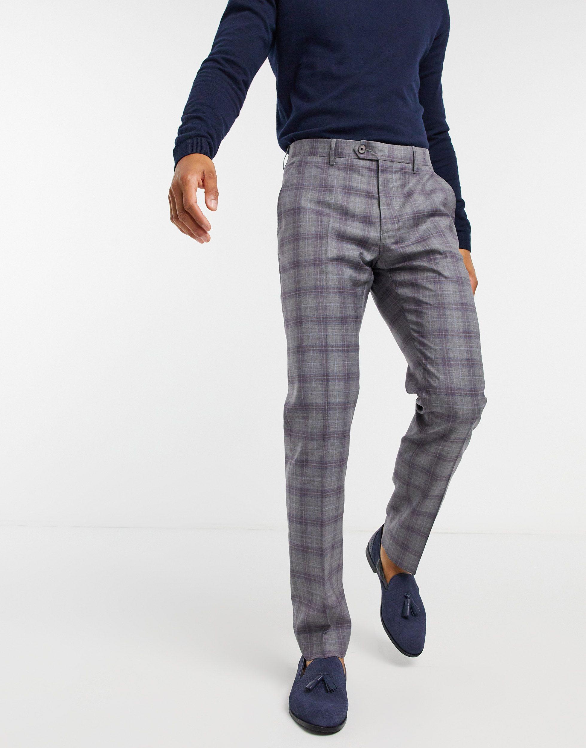 Ted Baker Dorlnt Slim Fit Debonair Check Smart Trousers in Gray for Men |  Lyst