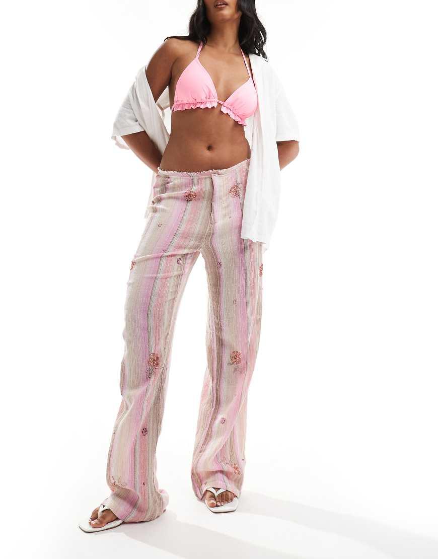 Pink Trousers Pull And Bear Pull&Bear Wide Leg Pants In Pink ABOUT YOU