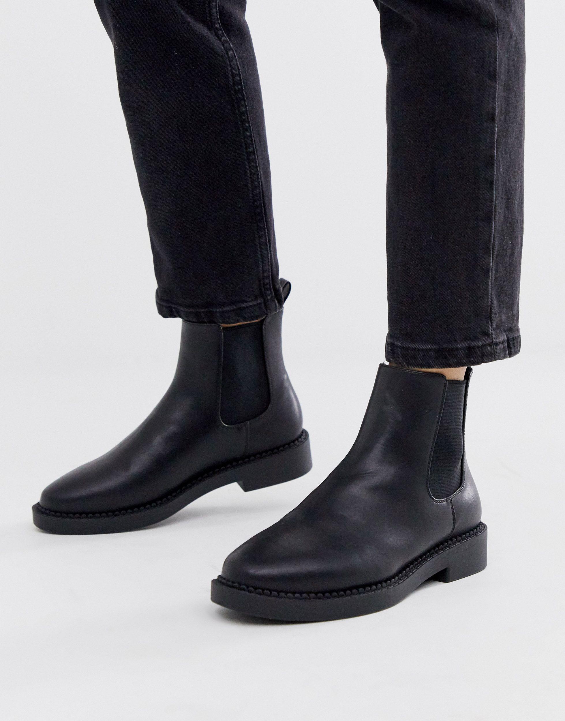 ASOS Leather Auto Chunky Chelsea Boots in Black - Lyst
