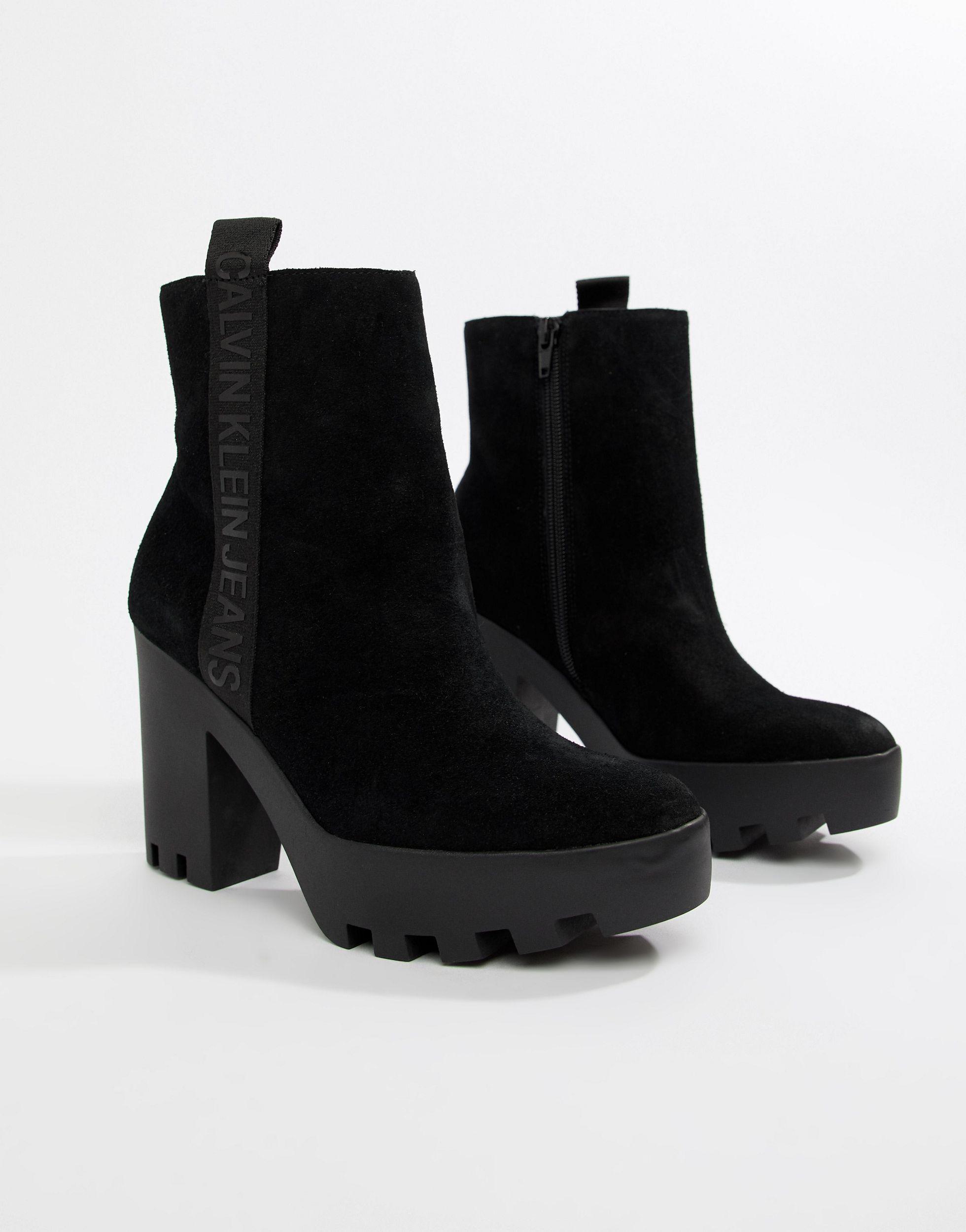Calvin Klein Black Suede Boots Designer 