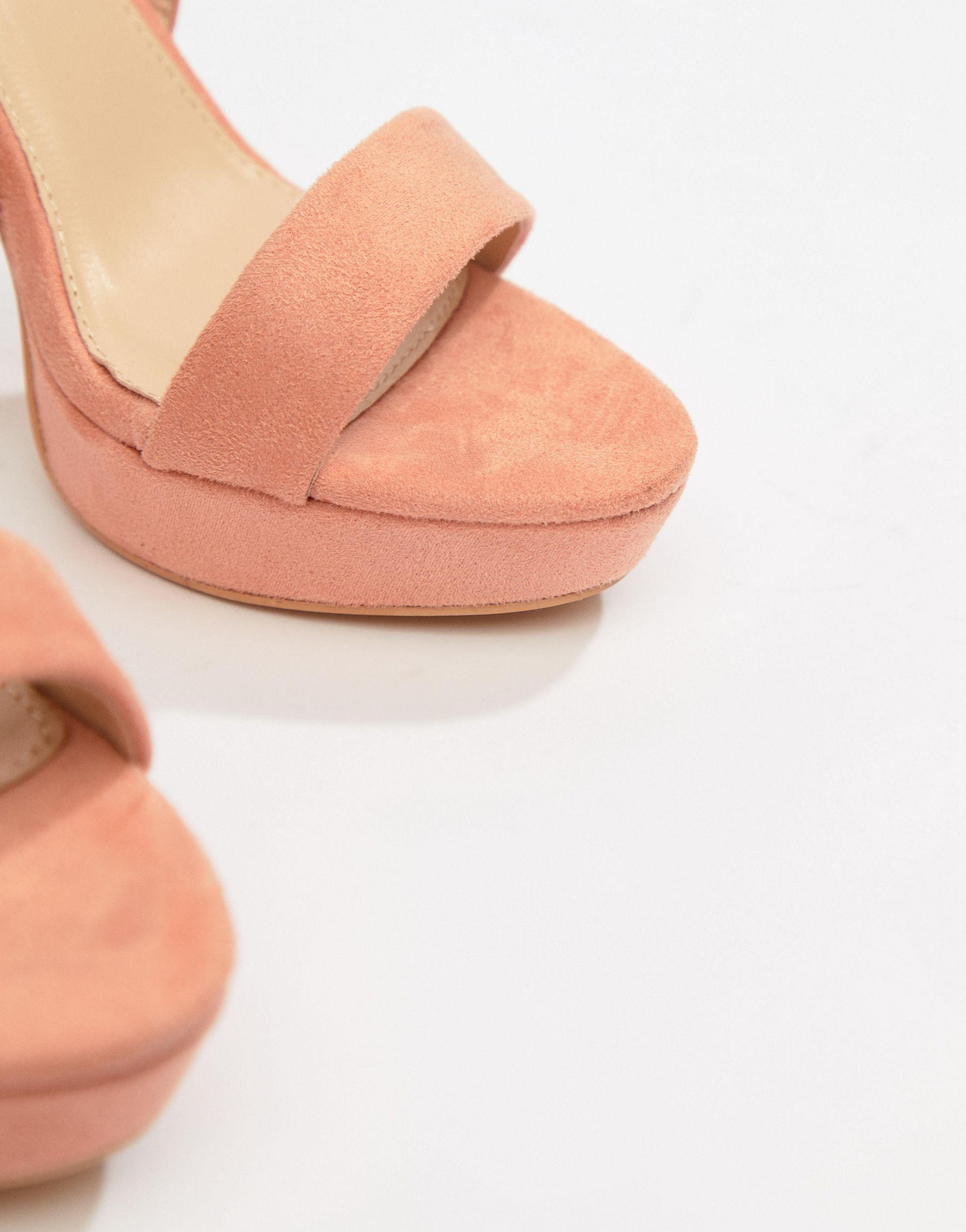 Public Desire Freesia Peach Platform Block Heeled Sandals in Pink | Lyst
