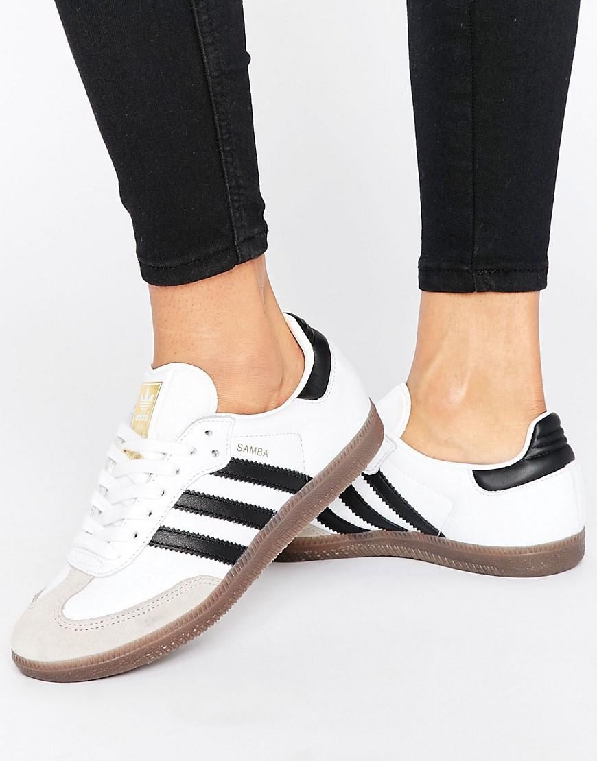 adidas Originals Leather Originals White And Black Samba Og Sneakers - Lyst